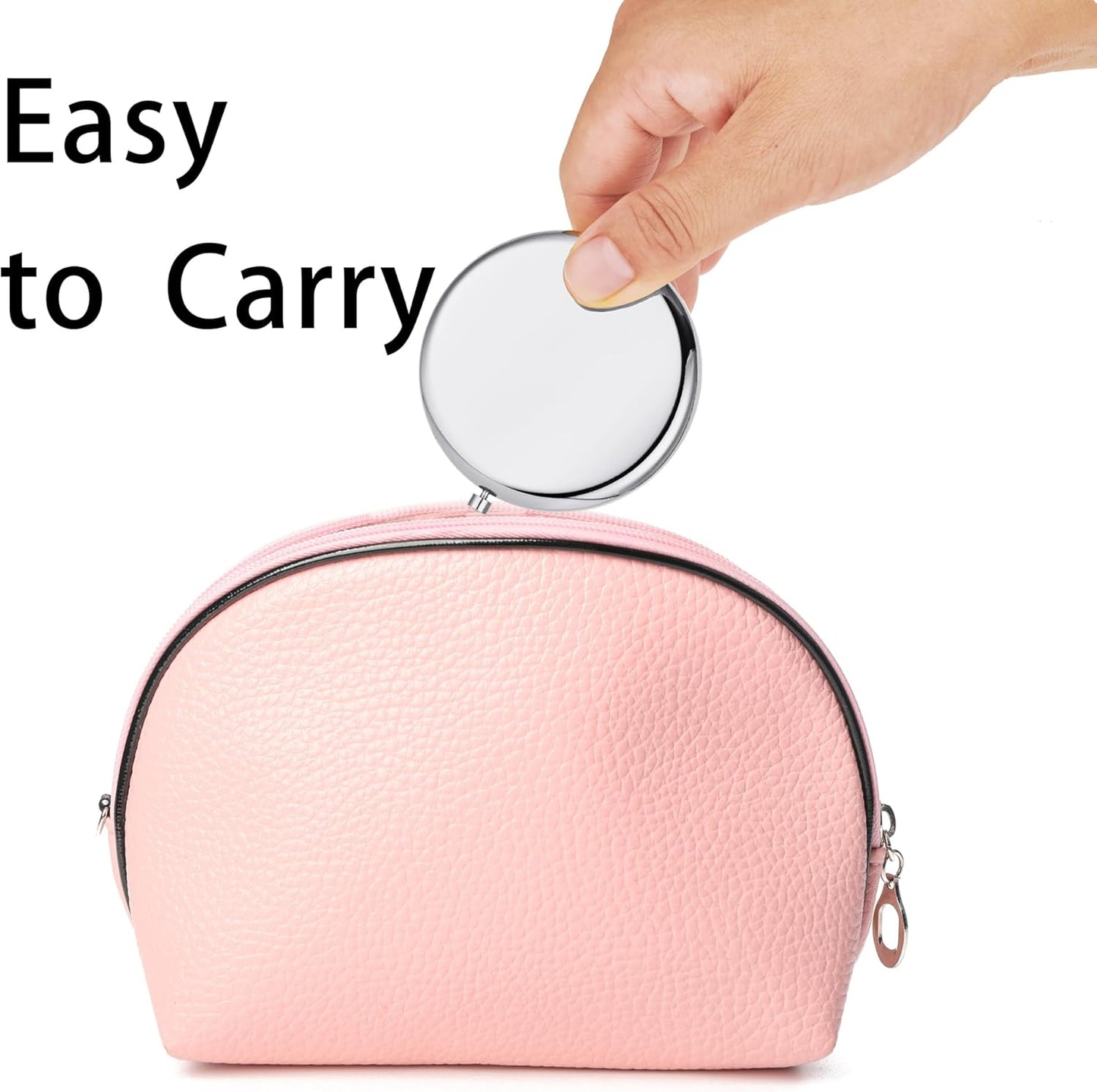 Compact Mirror, Pocket Travel Makeup Mirror for Purse, Metal Round Shell, 2-Sided 1X/2X Magnifying, Portable, Folding, Handheld, Silver, 6 Pack