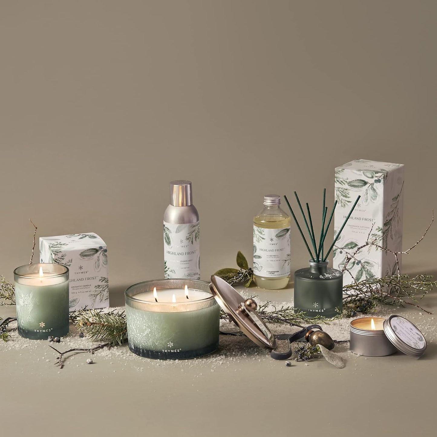 Thymes Home Fragrance Mist – Room Air Fresheners for Home Long Lasting – Air Freshener Spray – Pine Room Spray with with Crisp Notes of Sage, Eucalyptus, & Cypress Needles (Highland Frost, 3 oz)