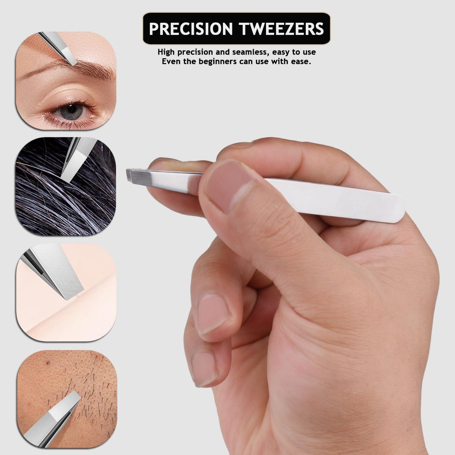 Travel Manicure Set Professional Nail Clipper Kit-5 Pieces Stainless Steel Manicure Kit, Women Men Grooming kit With Nail Care Tools Beauty Scissors Tweezers (Silver Pink)