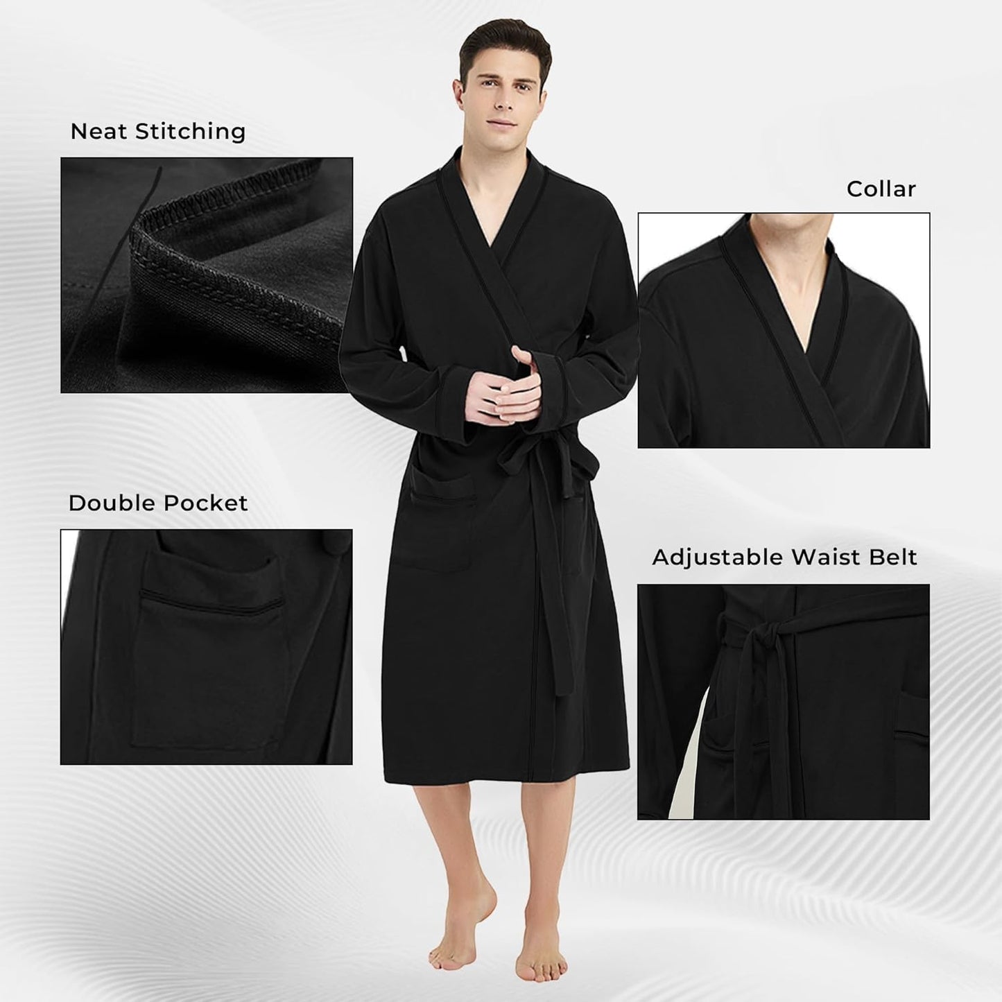 U2SKIIN Mens 100% Cotton Robe Lightweight Knit Bathrobe