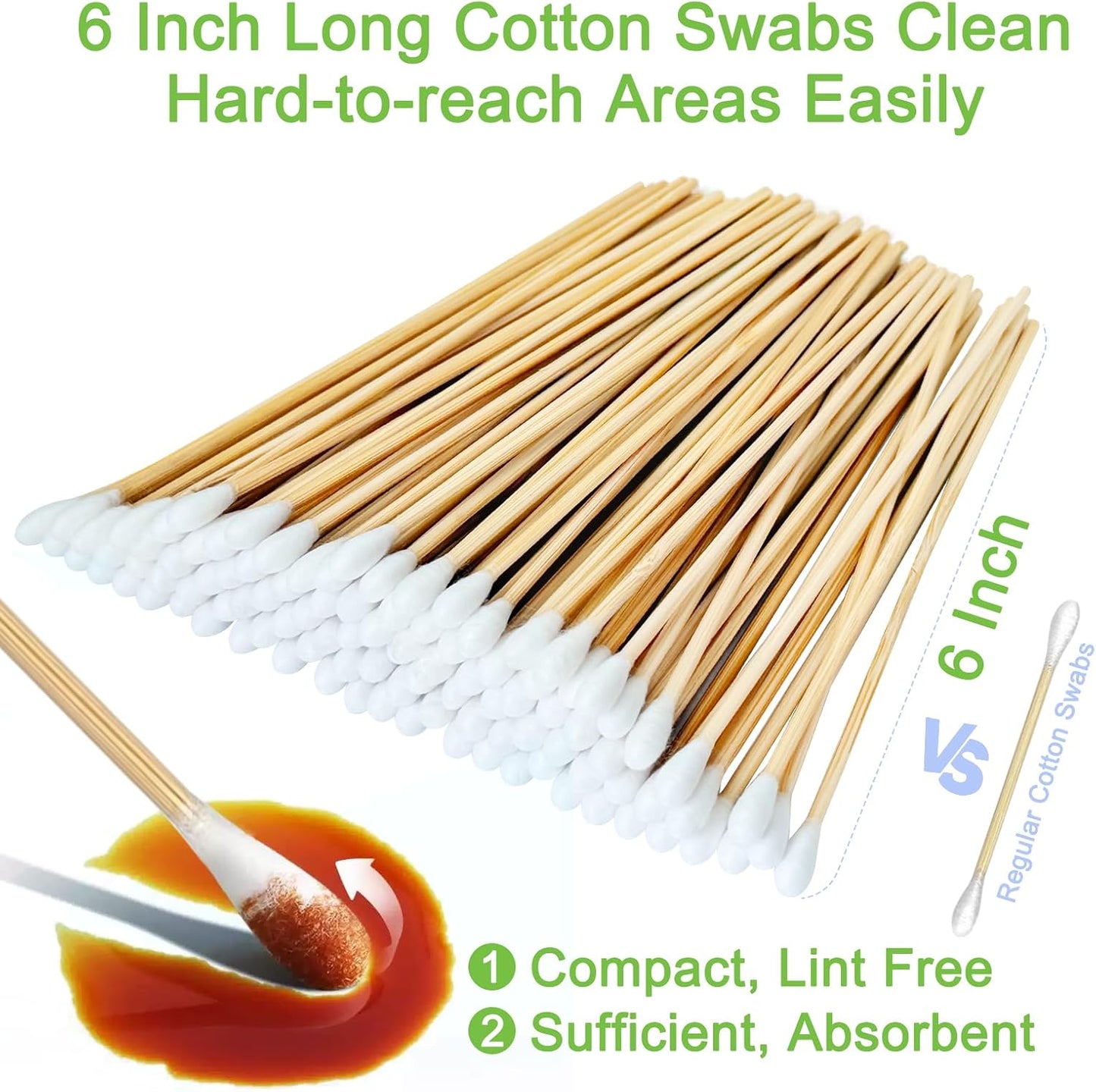 200 PCS Long Wooden Cotton Swabs, Cleaning Cotton Sticks with Wood Handle for Oil Makeup Gun Applicators, Eye Ears Eyeshadow Brush and Remover Tool, Cutips Buds for Baby and Home Accessories