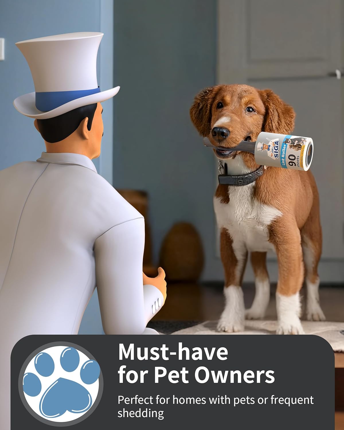 MR.SIGA Lint Rollers for Pet Hair Extra Sticky, 540 Sheets, Lint Remover for Clothing, Furniture, Pet Hair Remover with Easy Tear Sheets