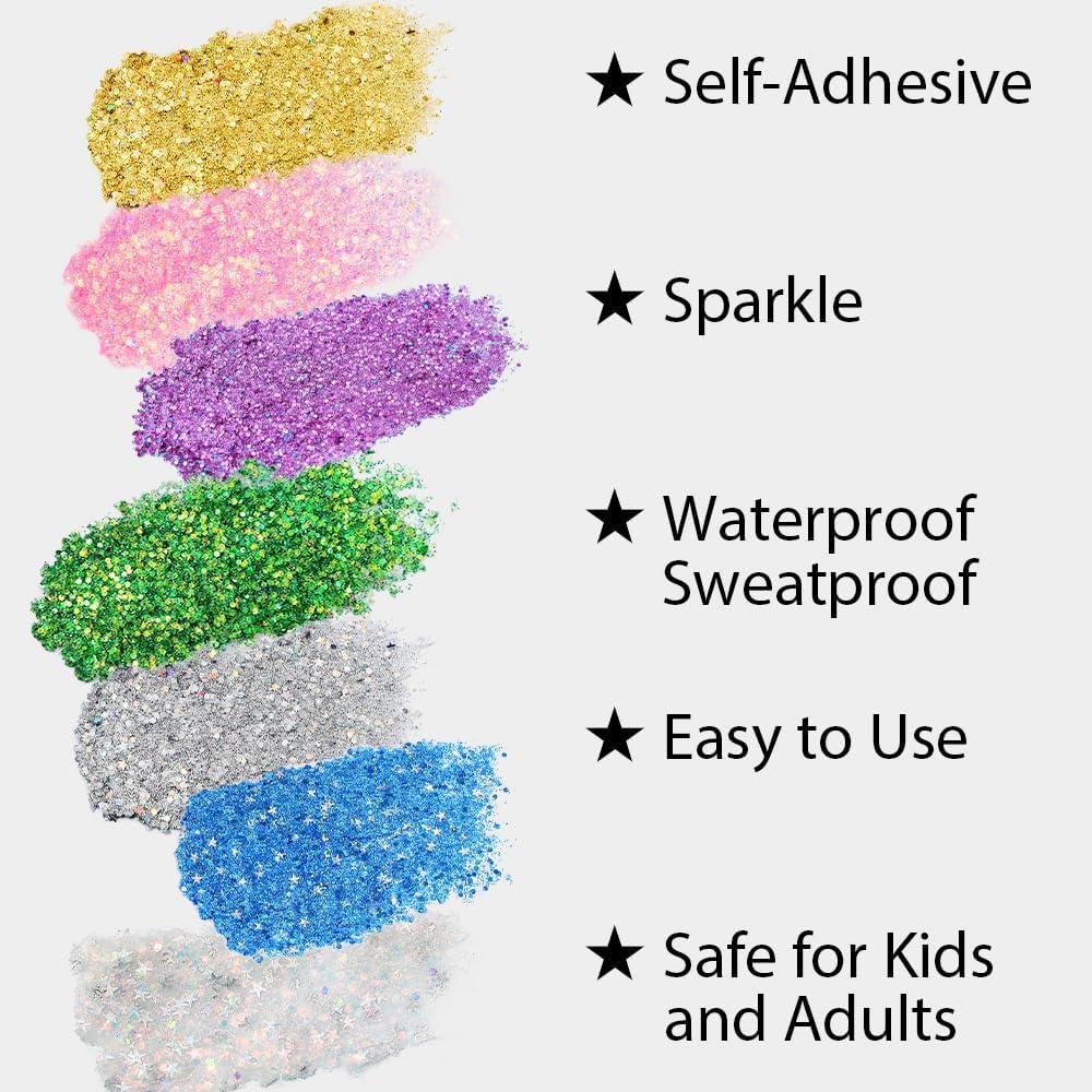 Mysense Purple Body Glitter Stick,Singer Concert Outfit Face Glitter Makeup for Women,Hair Glitter Gel for Kids,Festival Rave Pride Accessories,Mermaid Sequins Chunky Glitter Face Paint,0.56oz