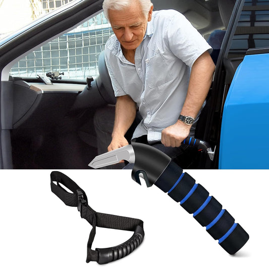 Car Door Handle for Elderly, Mobility Car Assist Transfer Support Handle and Adjustable Straps, Multifunction Automotive Grab Handles, Aids for Disabled and Elderly(Blue)