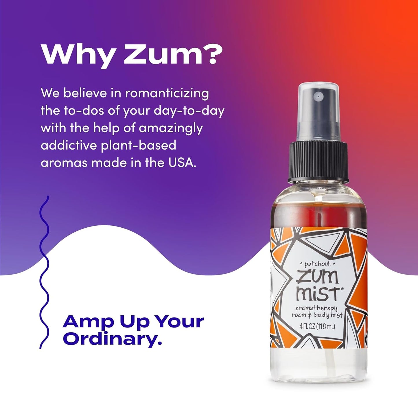 Indigo Wild Zum Mist Room & Body Spray - Aromatherapy Essential Oil Spray - Natural Body Mist & Room Spray - Patchouli Scent - 4 fl oz