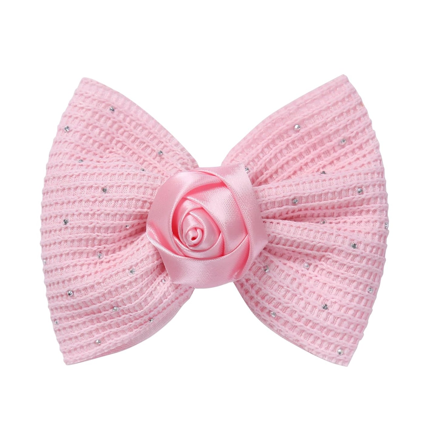 Elegant Hair Bow Set Sweet Styles with Crystal and Pearl Accents Fashion Hair Clips for Girls (Pink/Champagne/Orange)