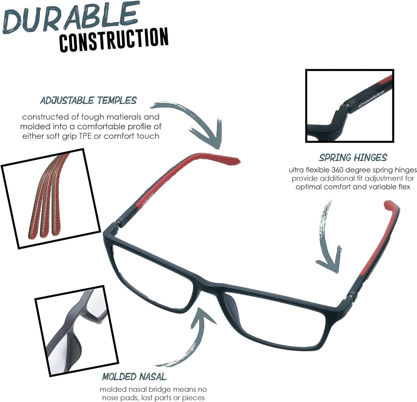 Croakies Riptide Photochromic Progressive Eyewear | UV400 Sunglass for Outdoor | Bluelight Eyeglass for HEV Devices | Bundle