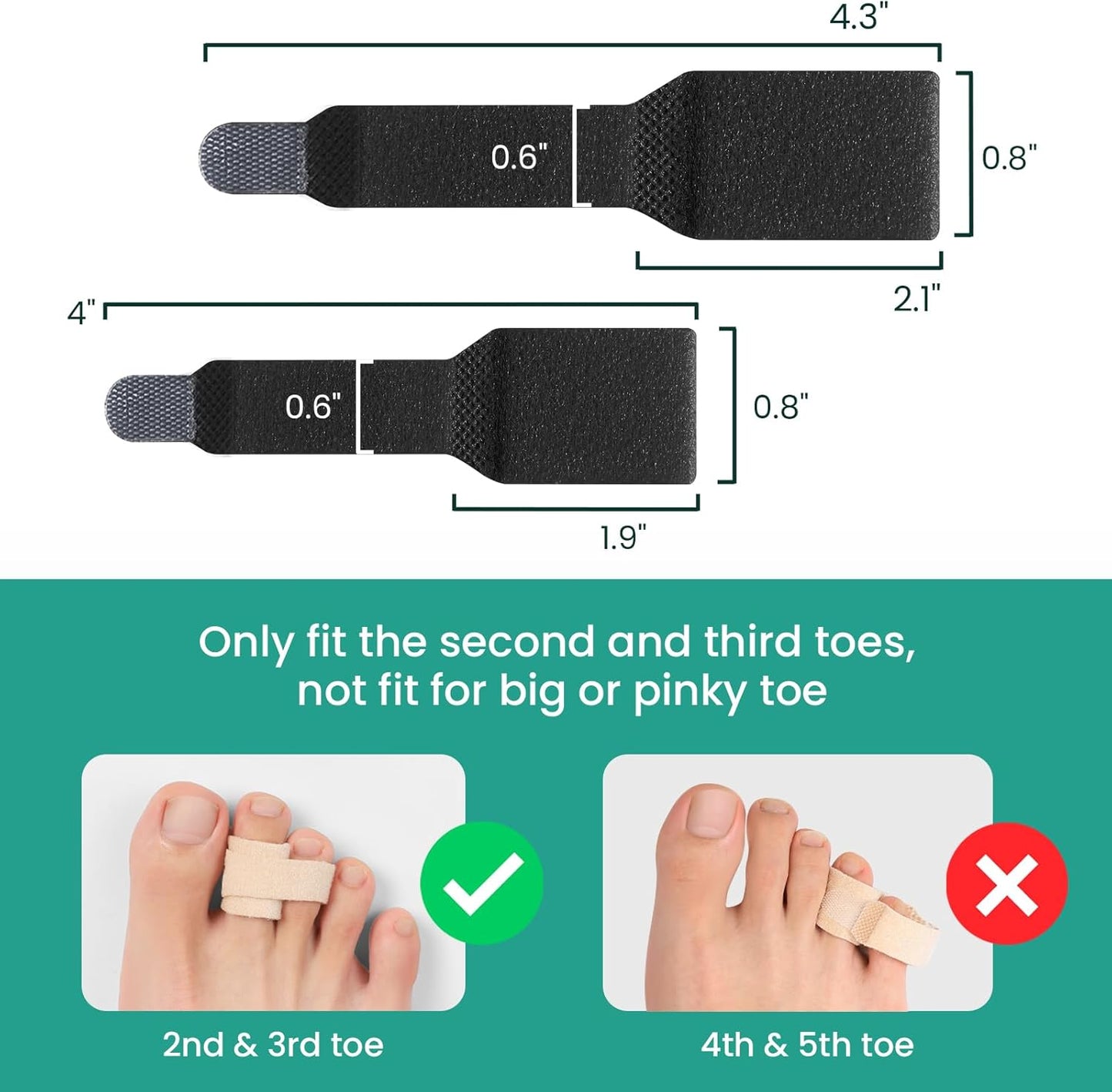 Welnove Hammer Toe Straightener - 8 Pack Broken Toe Wraps - Hammer Toe Corrector for Women - Toe Splints for Crooked Toes, Curled Toes, Bent Toes - (Multi-Size, Black)