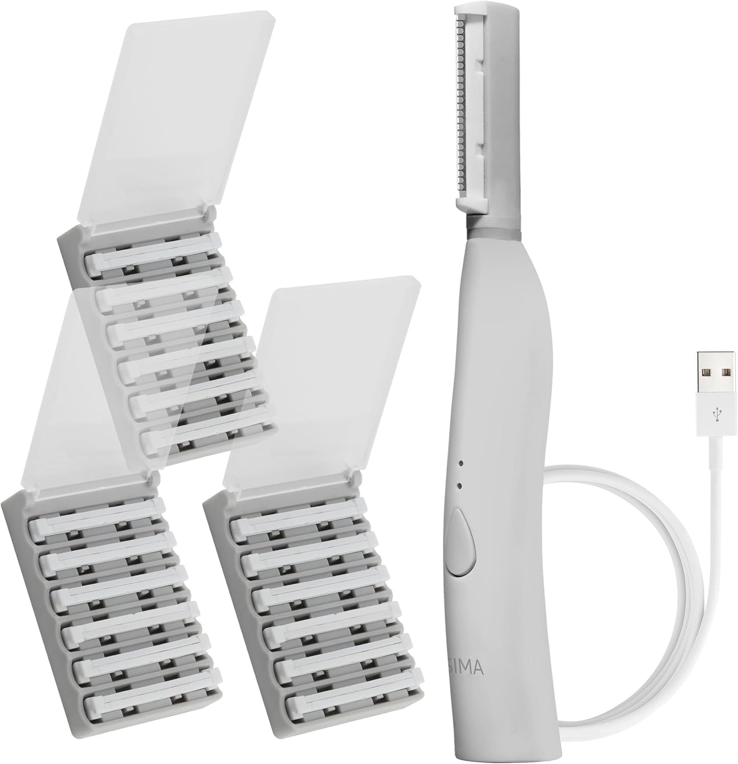 SPA SCIENCES - SIMA Patented Dermaplane Razor for Women Face – Painless 2-in-1 Facial Exfoliation & Peach Fuzz Hair Removal – Anti-Aging – 3 Speeds – Rechargeable – 19 Weeks Treatment