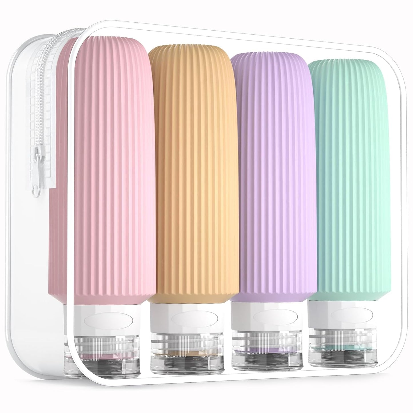 Travel Bottles for Toiletries, Large 6oz Travel Size Containers, BPA Free Leak Proof Tubs Refillable Liquid Accessories with Toiletry Bag for Cometic Shampoo and Lotion Soap (4 Pack)