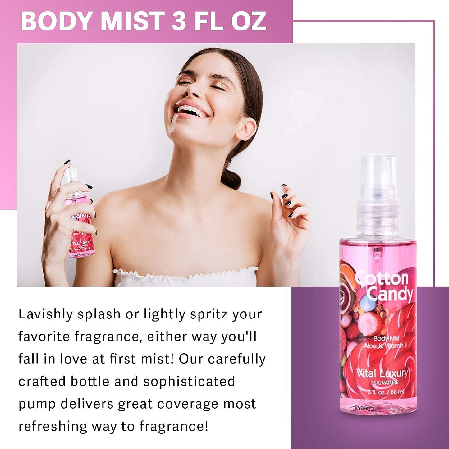 Bath and Body Gift Set - Cotton Candy Scented 3-Piece Travel Size Collection-3 Fl Oz , Shower Gel, Body Lotion, Body Mist, Compact & Lightweight, Ideal for Gifts, Travel, or Daily Skincare Routine