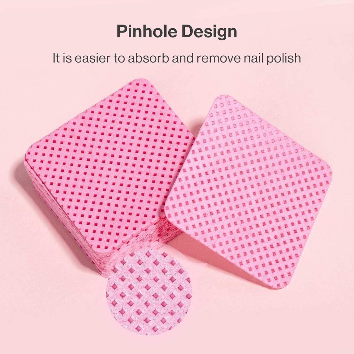 MelodySusie 600Pcs Lint Free Nail Pink Wipes Super Absorbent Soft Non-Woven for Fingernail Polish Remover and Eyelash Extension Wipes for Nail Art