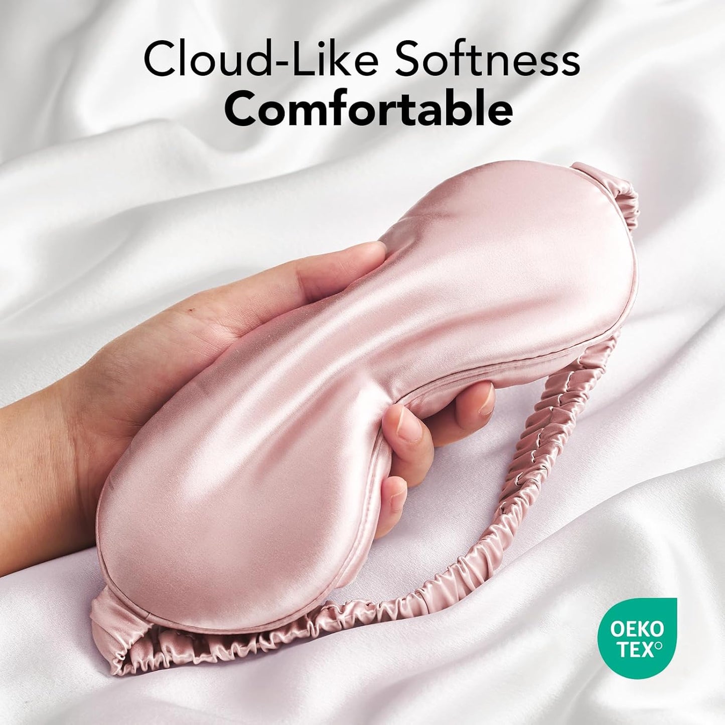 LitBear 100% Pure Silk Sleep Mask, 22 Momme 6A Mulberry Silk Fabric and Filling, Total Light Blocking Eye Mask Sleeping for Women, Men, Side Sleepers, Includes Travel Pouch and Scrunchie