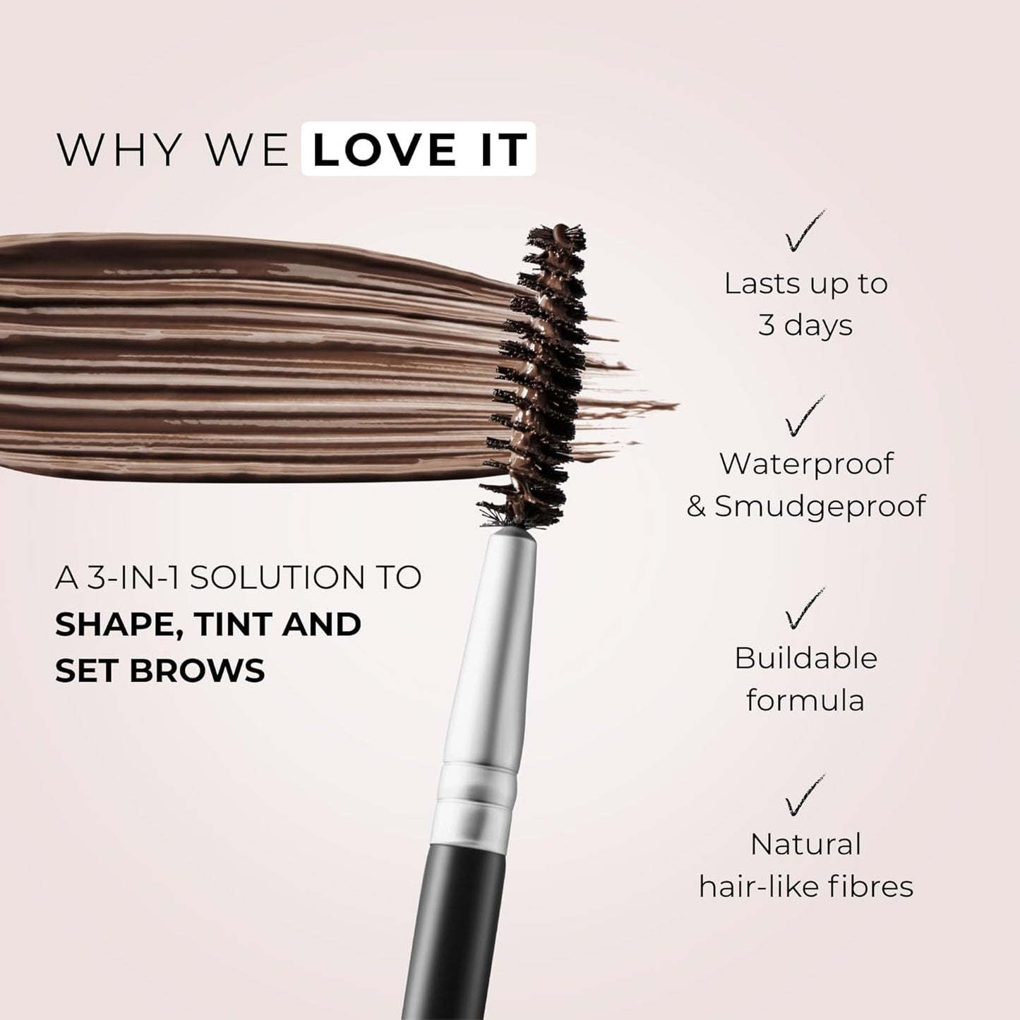WUNDERBROW Eyebrow Gel, Waterproof, Smudgeproof, Lasts for Days, Shade: Deep Black/Brown, Vegan and Cruelty-Free
