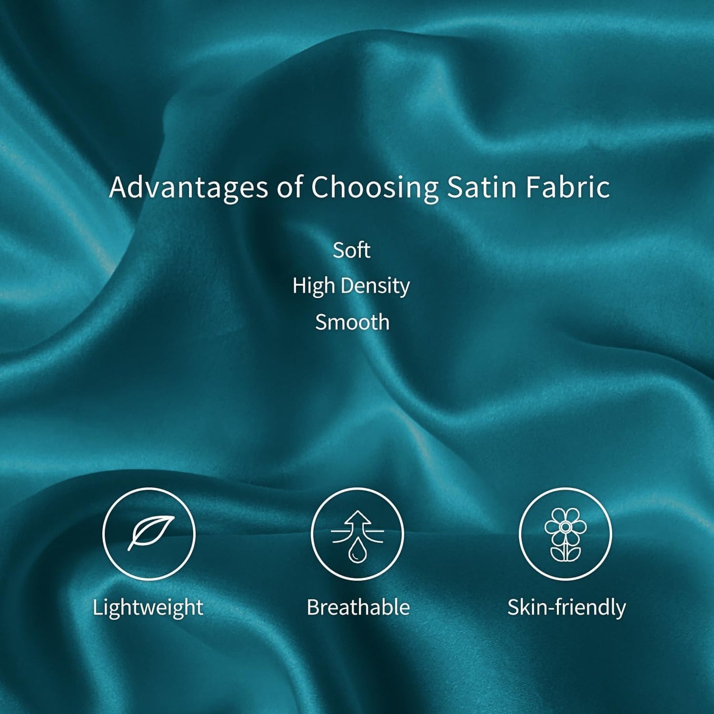 Satin Silk Pillowcase for Hair and Skin, Black Pillow Cases Standard Size Set of 4 Pack Super Soft Pillow Case with Zipper Closure (Teal, Standard(4 Pack))