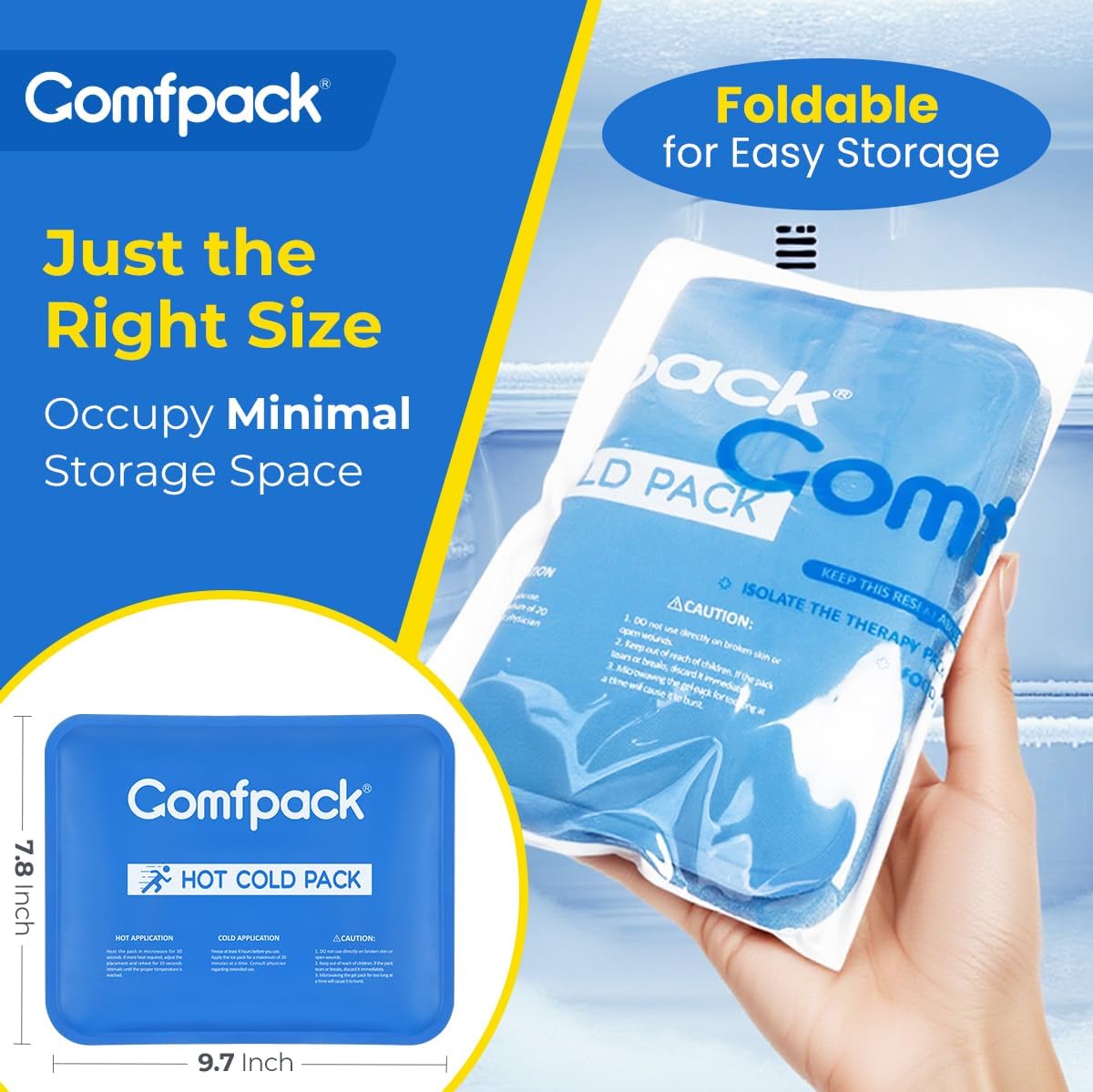 Soft Ice Pack for Sports Injuries, Long Lasting Multipurpose Gel Ice Pack with Dual Temperatures for Muscle Pain Relief & Strains, for Head, Shoulder, Knee, Ankle