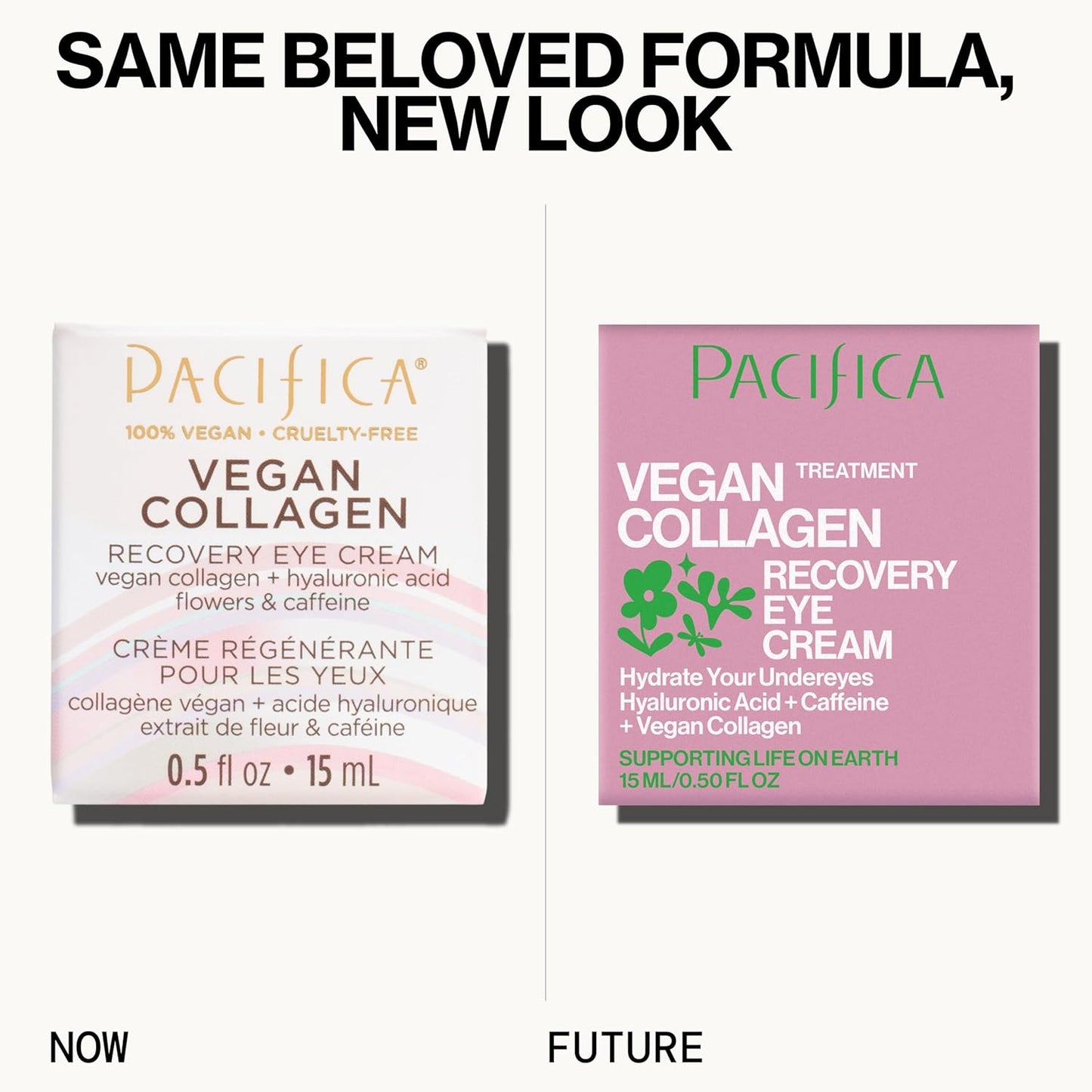Pacifica Beauty, Vegan Collagen Overnight Recovery Eye & Face Cream, Hyaluronic Acid, Caffeine, Vitamin C & E, Hydrating & Moisturizing Skin Care for Aging and Dry Skin, 15ml - 0.5 fl oz