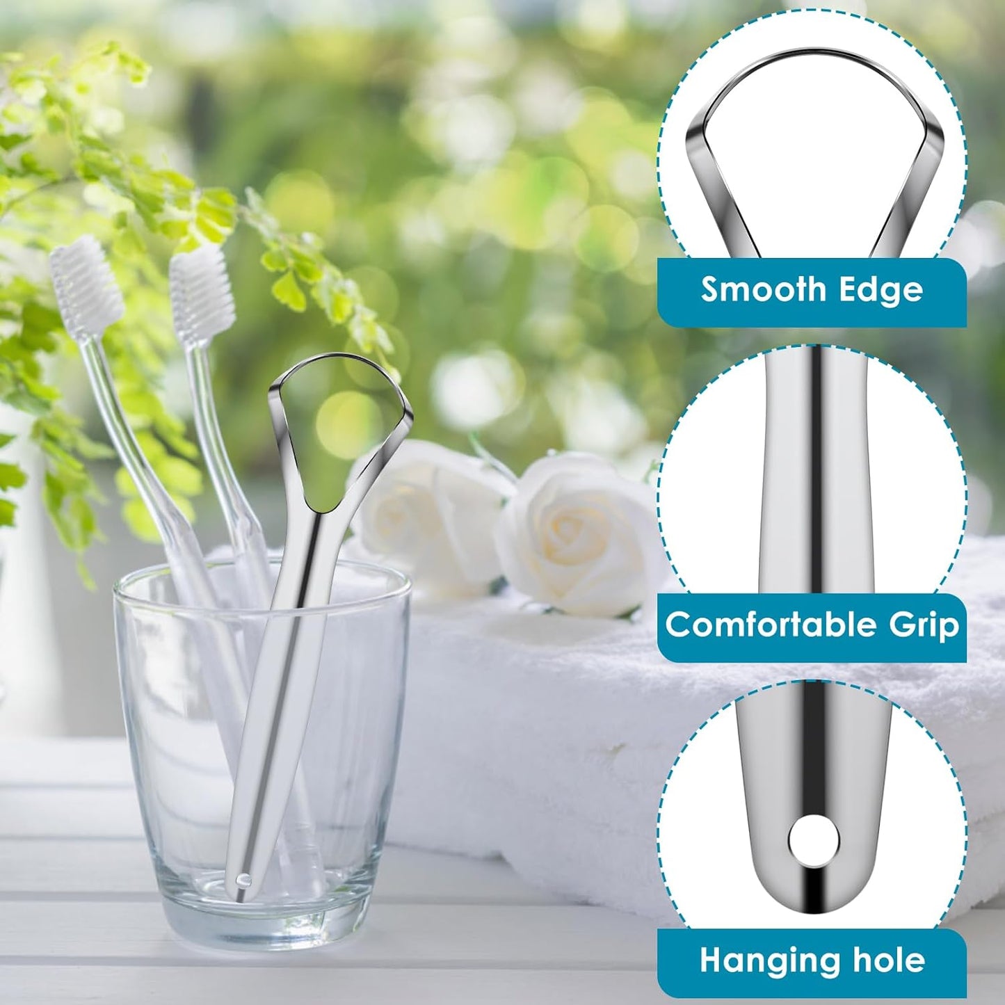 4 Pcs Tongue Scraper Stainless Steel Tongue Cleaners Wide Head Tongue Cleaner Tool Reduce Bad Breath Tongue Scraper for Fresh Breath