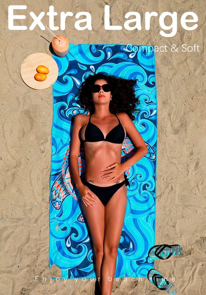 4 Pack Microfiber Lightweight Beach Towel Sand Free Quick Dry Absorbent Thin Compact Towels for Swimming Pool Camping Beach Accessories Large Easy Pack Travel Things for Vacation Essentials Gift