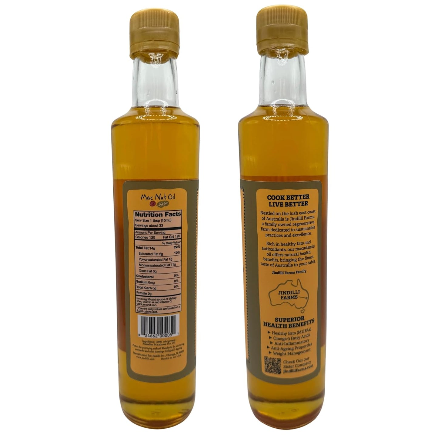 Mac Nut Cooking Oil- Australian Pure Cold Pressed Macadamia Nut Oil, Unrefined, for Natural Cooking, High Smoke Point for Frying, Non GMO, Vegan, Keto Friendly and Gluten Free (16.9 fl oz)