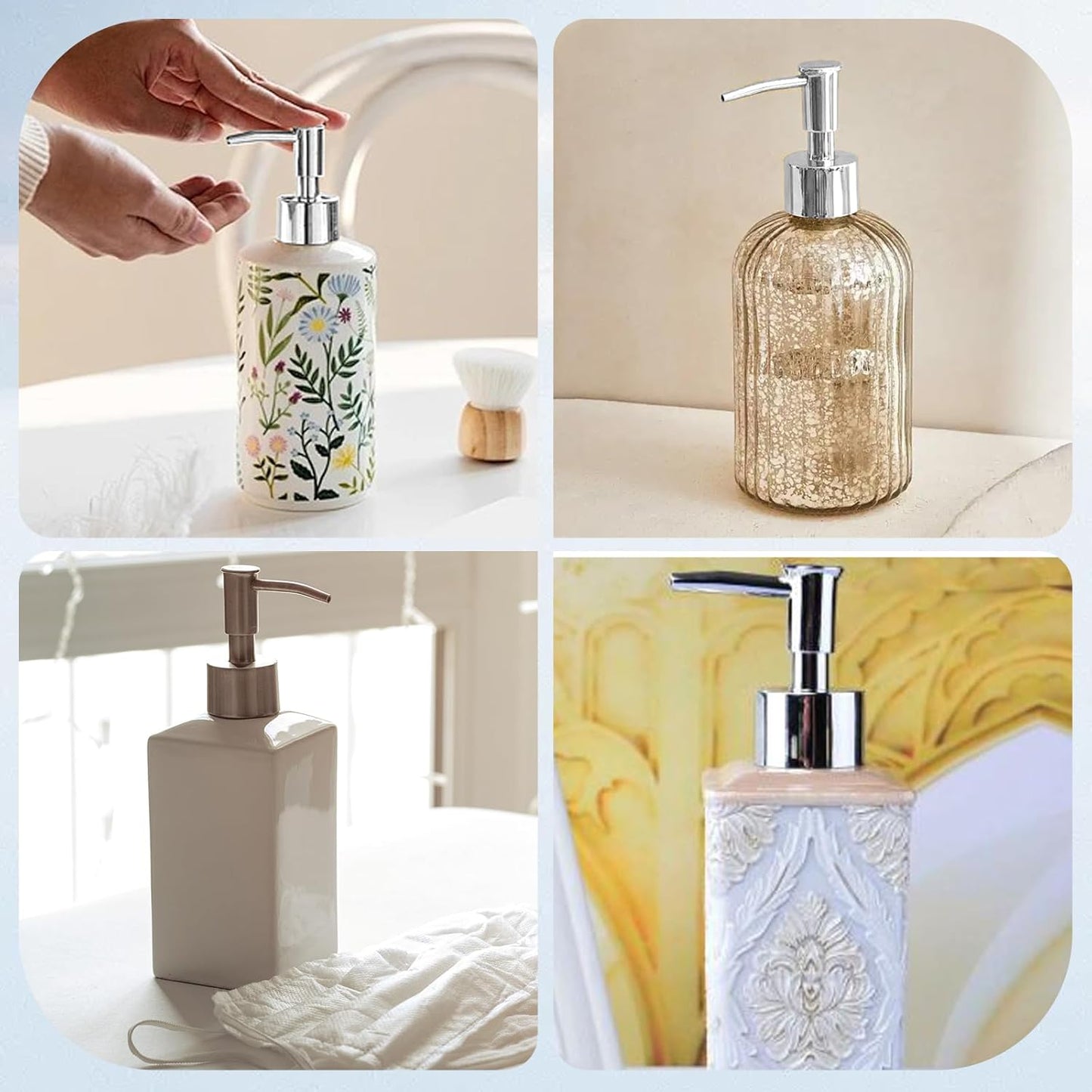 2 Pack Soap Dispenser Pump Replacement,Reusable Pump Head Replacement for Lotion Soap Dispenser Bottle,Lotion Bottle Pump Replacement(Silver)