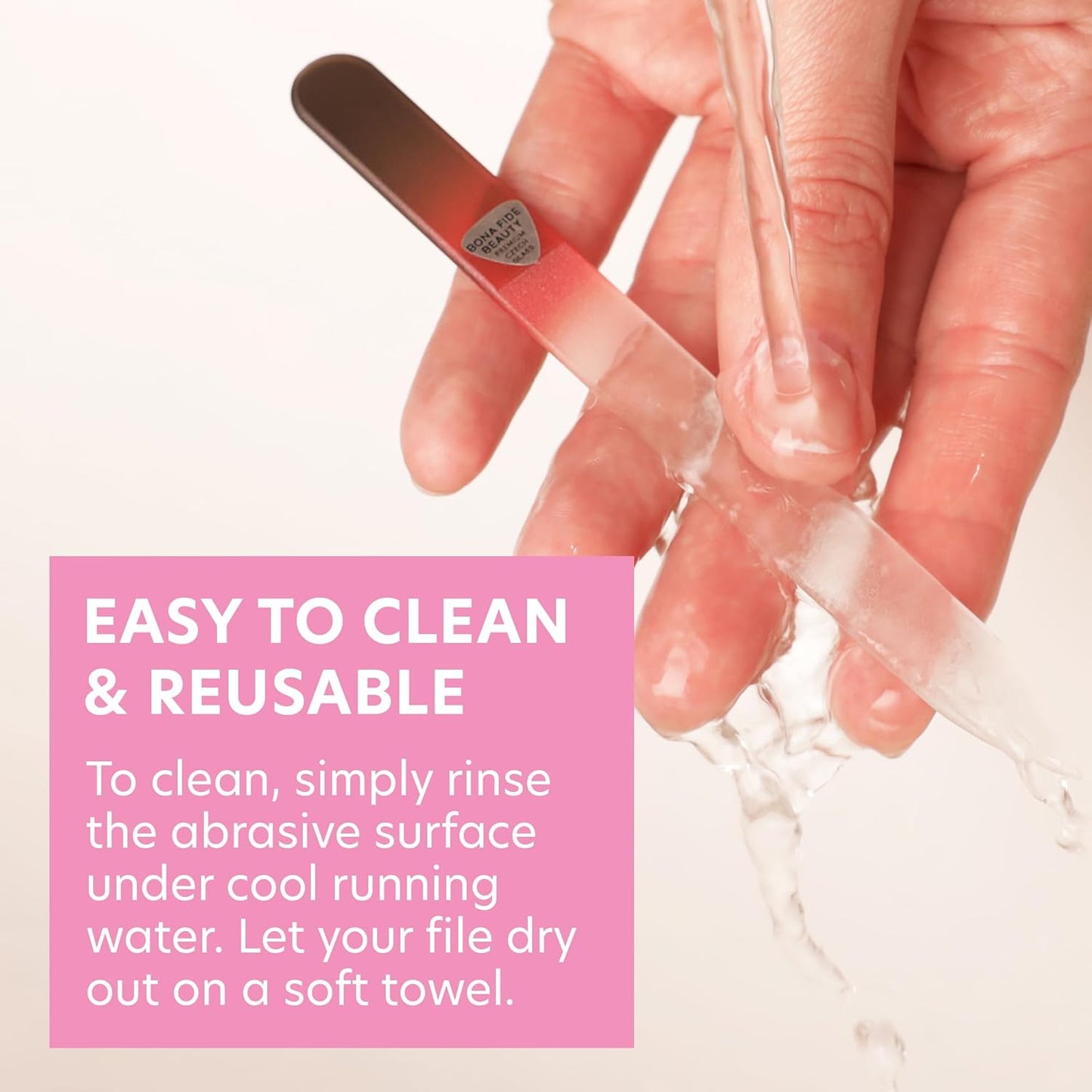 Bona Fide Beauty Czech Glass Nail File for Natural Nails (Black Red), 1Pc Crystal Nail Filer with Case Made in The EU