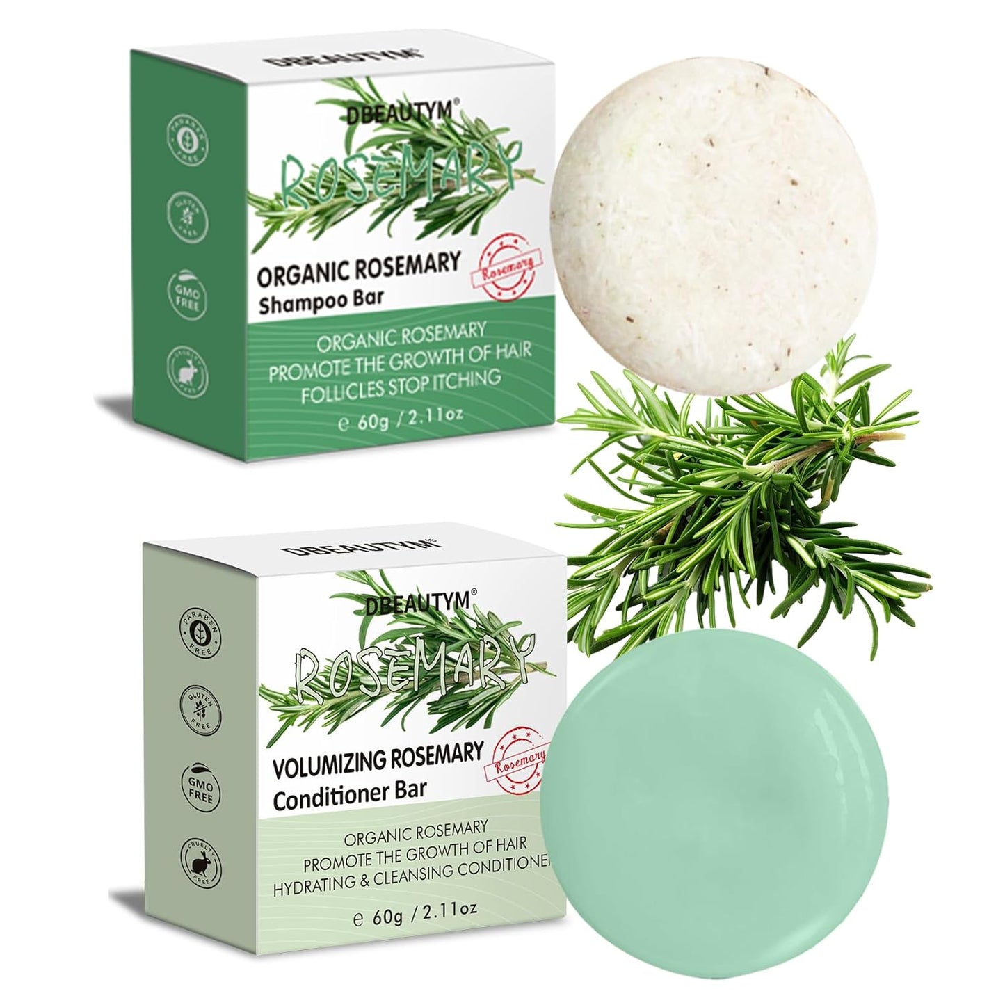 2 Pack Rosemary Shampoo Conditoner Bar Set,Thinning Hair-Volume Shampoo & Conditioner Bar for Men and Women,Hair Thickening & Regrowth Treatment,Hair Growth Soap for Anti-Hair Loss