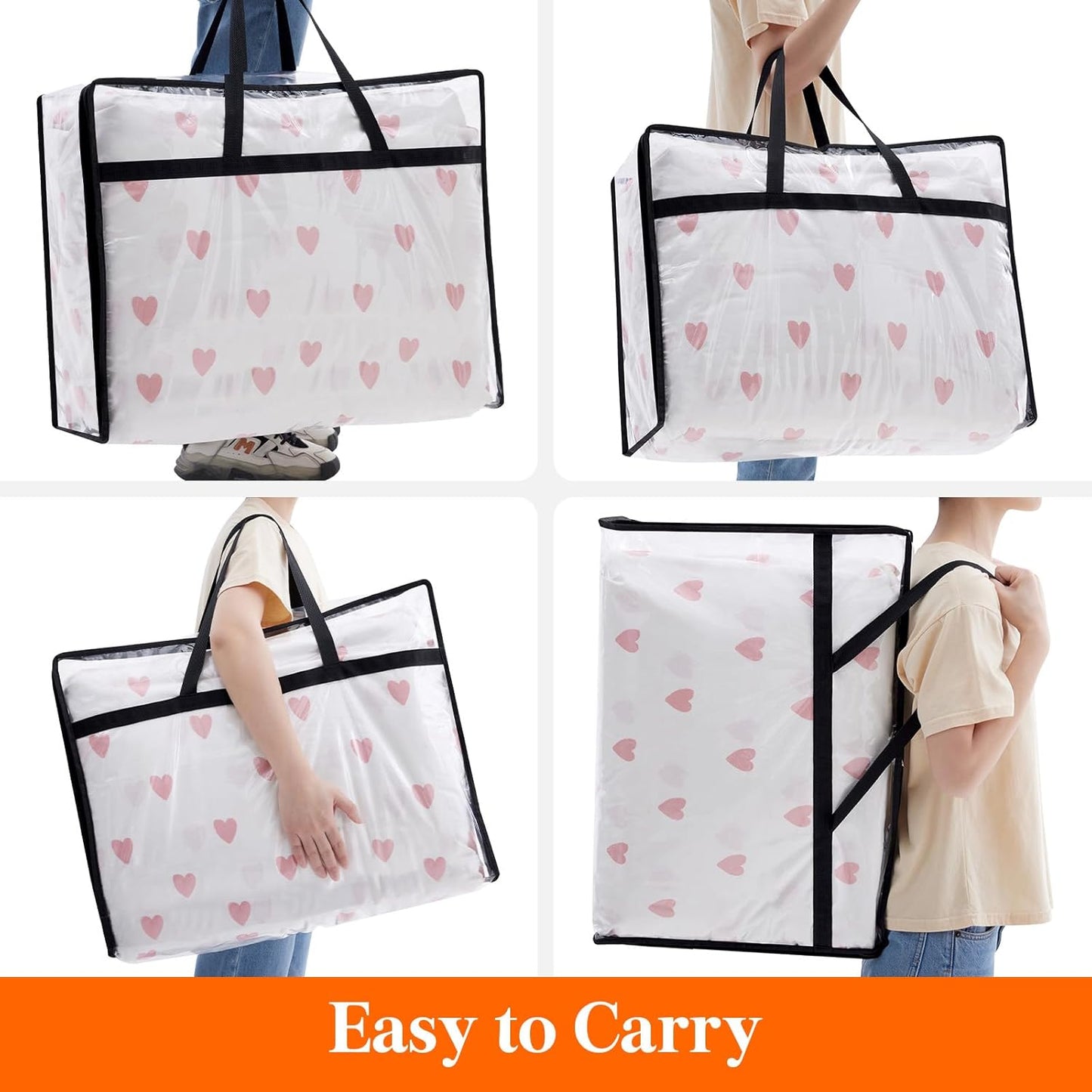 Lifewit 4 Pack Clear Clothes Storage Bags, 95L Plastic Blanket Storage Bag, Vinyl Foldable Moving Bags with Zipper,Closet Organizers and Storage Containers for Comforter, Bedding, Duvet, Pillow