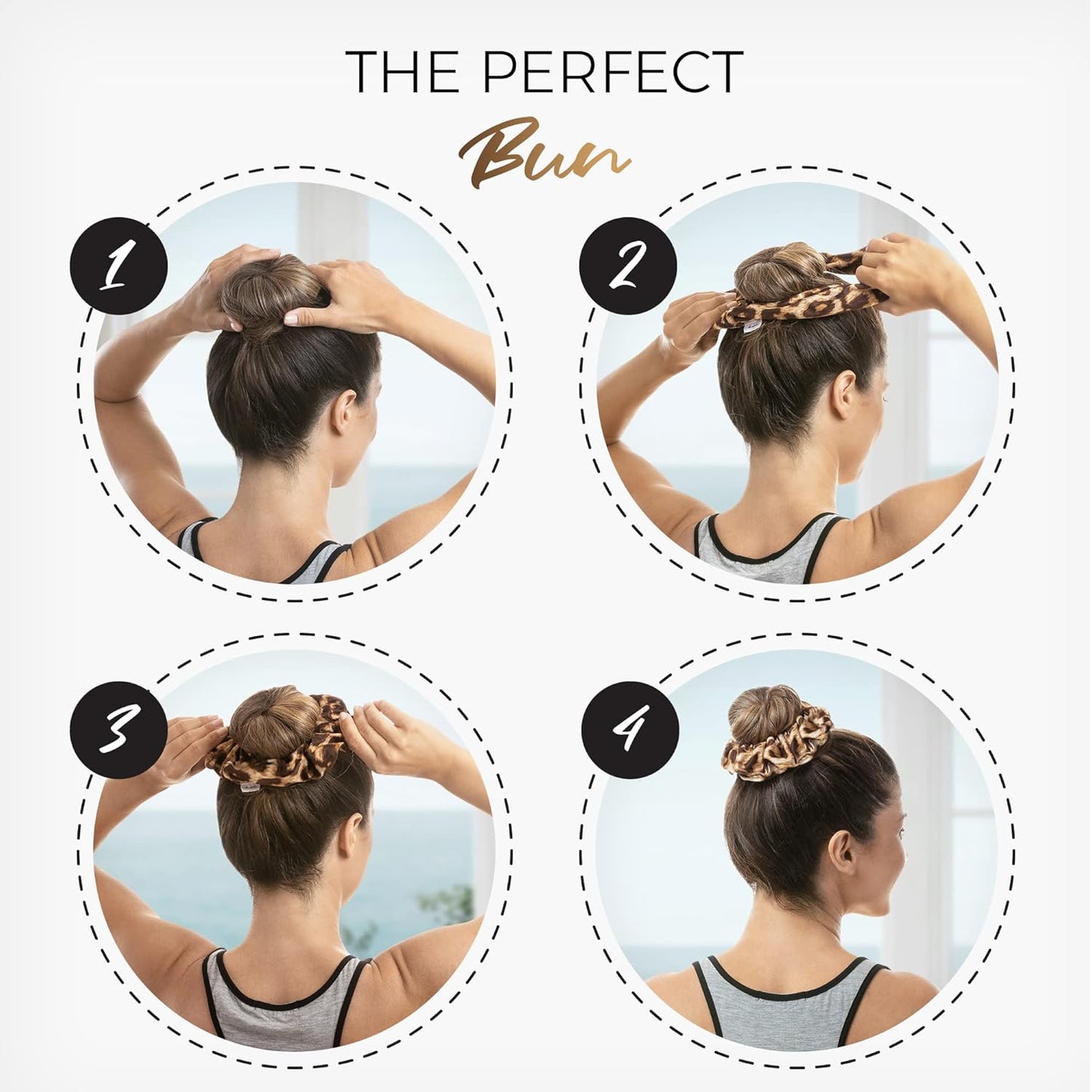 Microfiber Hair Drying Towel Scrunchies by The Perfect Haircare - Anti-Frizz & Silky Smooth - Ponytail/Bun Holder - Quick Drying & Absorbent - for Curly, Wavy, Long & Short Hair (2 Pack) (Leopard)