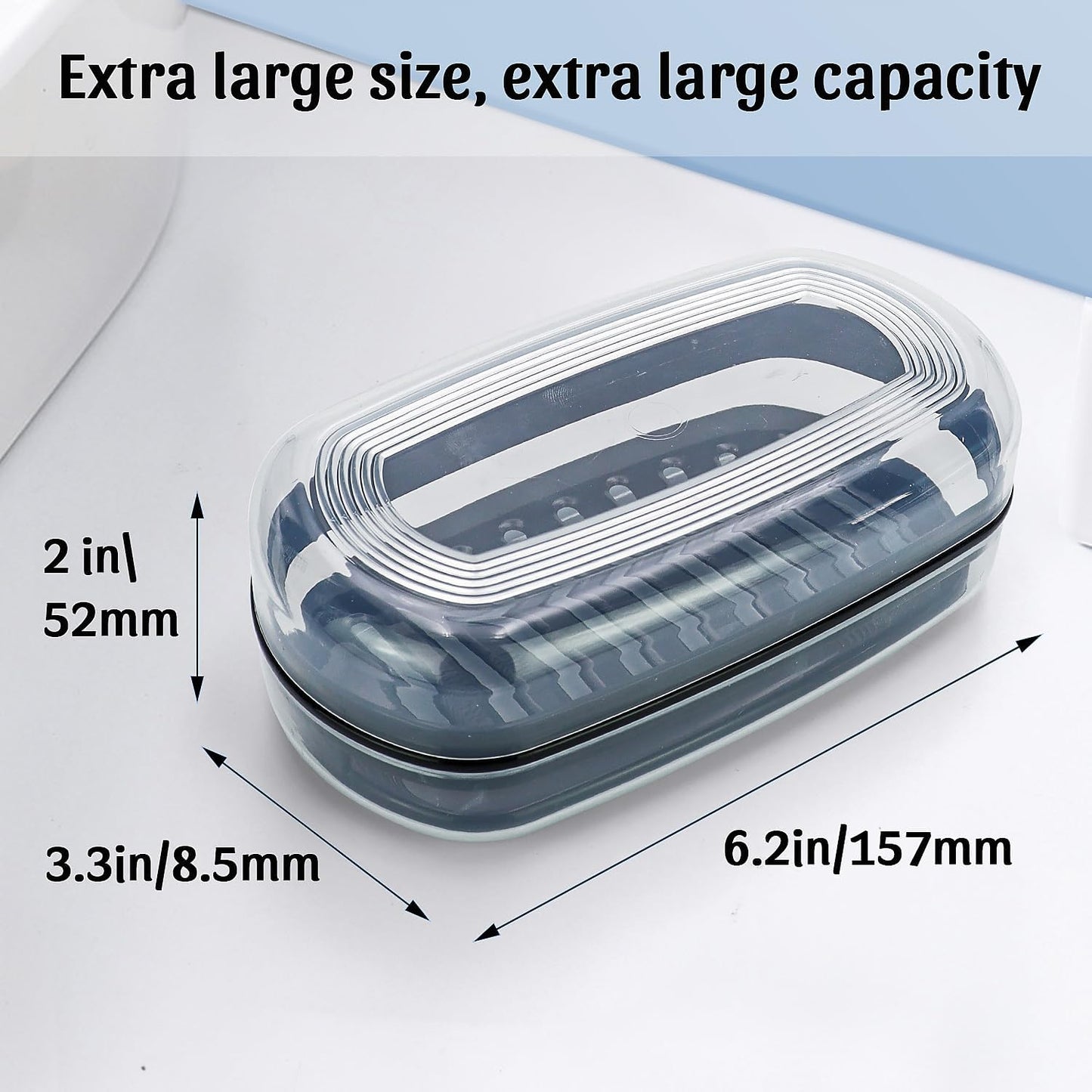 OZNER Clear Travel Soap Case Compatible with Kitsch - Leak-Proof Multi-Use Soap Holder with Draining Layer for Shampoo Bars, Gym, Travel & Camping(Transparent White,1 Pack)