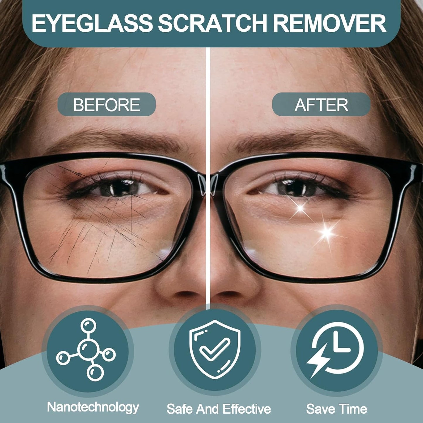 Eyeglass Scratch Remover for Lenses, Eyeglass Cleaner Spray, Glasses Lens Scratch Remover for Eyeglasses, Sunglasses Cleaning Kit (1PCS)