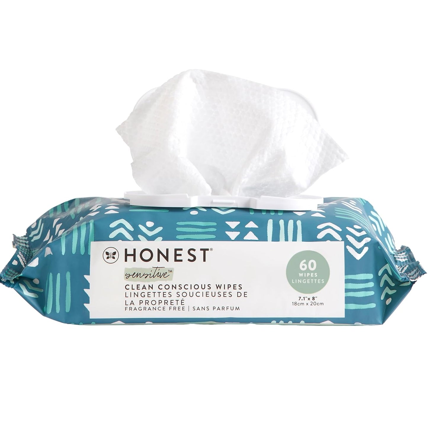 The Honest Company Clean Conscious Multi-Use Wipes Hypoallergenic and Unscented for Sensitive Baby Skin Over 99% Water Compostable Plant Based Baby Wipes Balance Blues 60 Count