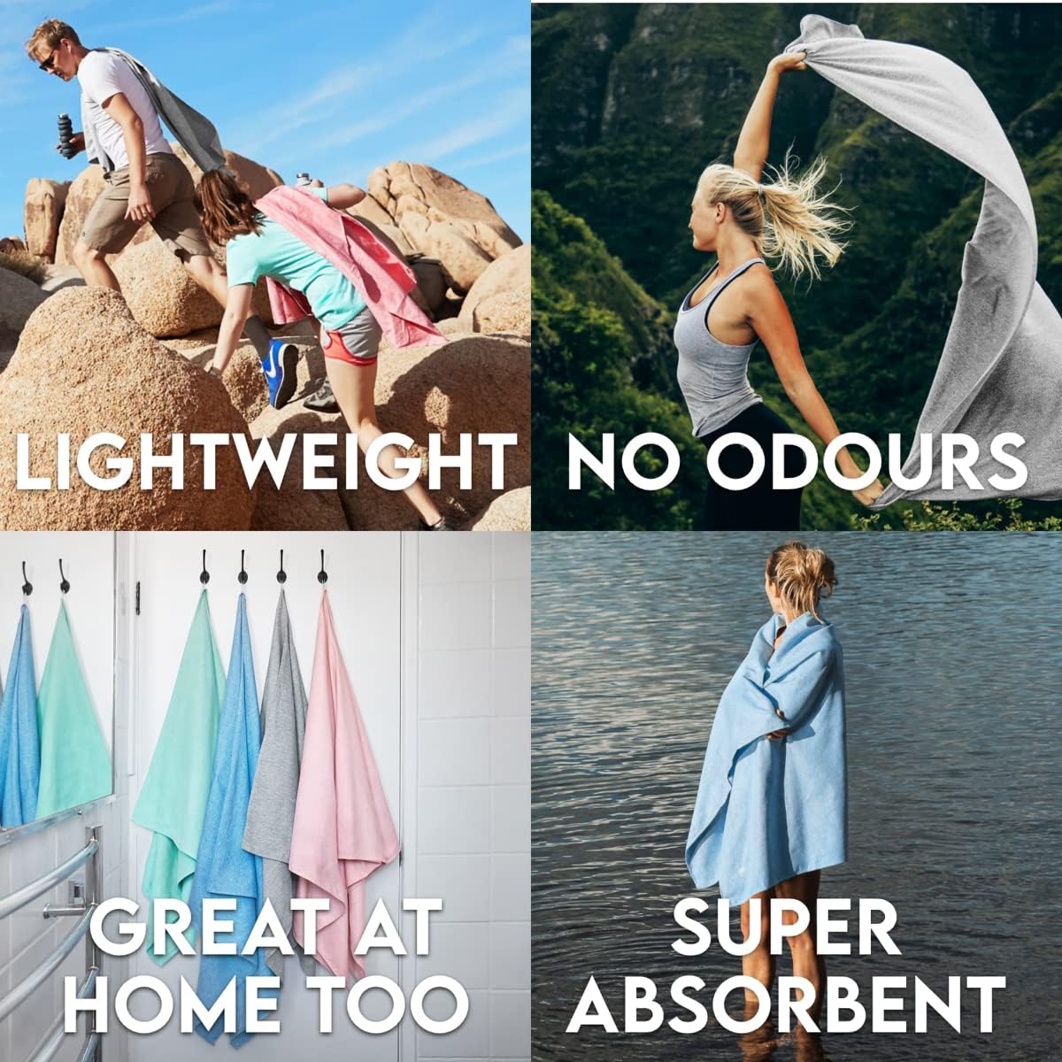 Dock & Bay Customized Beach Towel - Quick Dry, Sand Free - Compact, Lightweight - 100% Recycled - Includes Bag - Essential - Lagoon Blue - Large