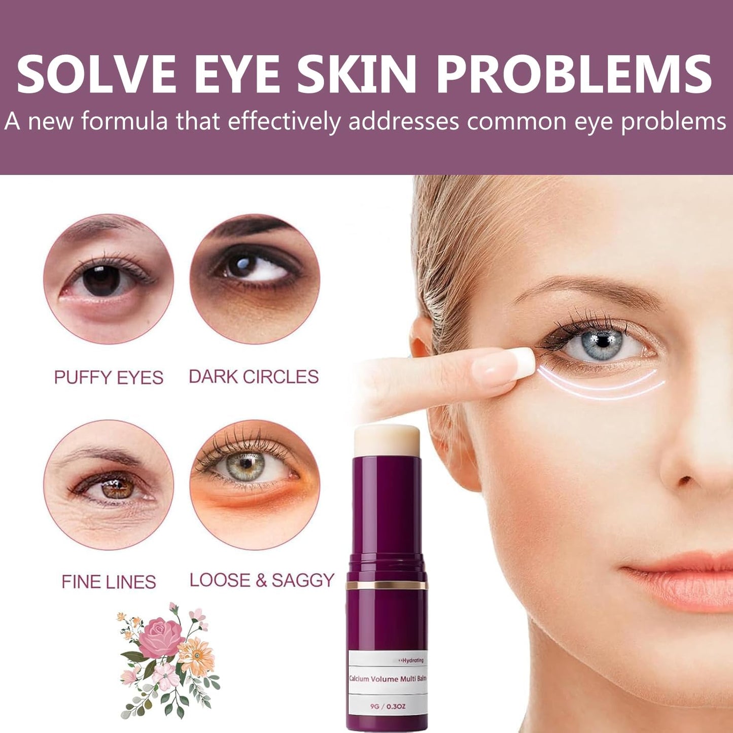 Calcium Multi Balm Stick - Korean Collagen Infused Moisturizer for Youthful, Firm Skin - Hydrating Wrinkle Treatment for Face, Neck & Eyes - 9g(2pcs)