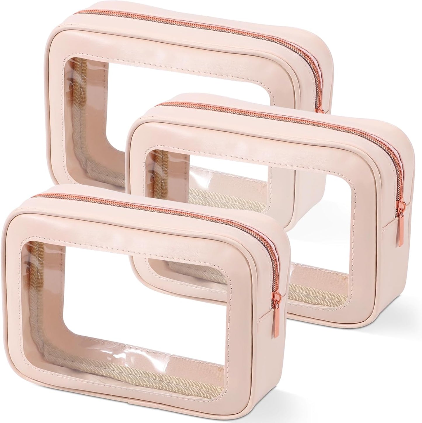 3Pack Clear Toiletry Bag,TSA Approved Travel Makeup Pouch with Zipper for Cosmetics and Toiletries,Diaper Bag Organizer Pouch Set,Women's Purse Organizer and Clear Car Bag