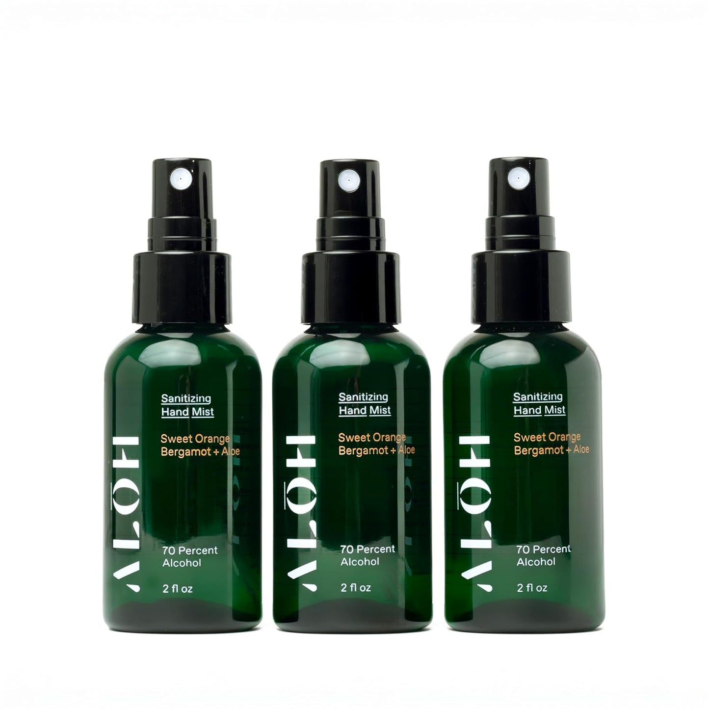ALOH Hand Sanitizer Spray Liquid 3-pack | Sweet Orange Bergamot + Aloe | 70% Alcohol Hydrating Hand Sanitizer Spray with Essential Oil, for Kids & Adults | 2oz Travel Size Bottle (set of 3)