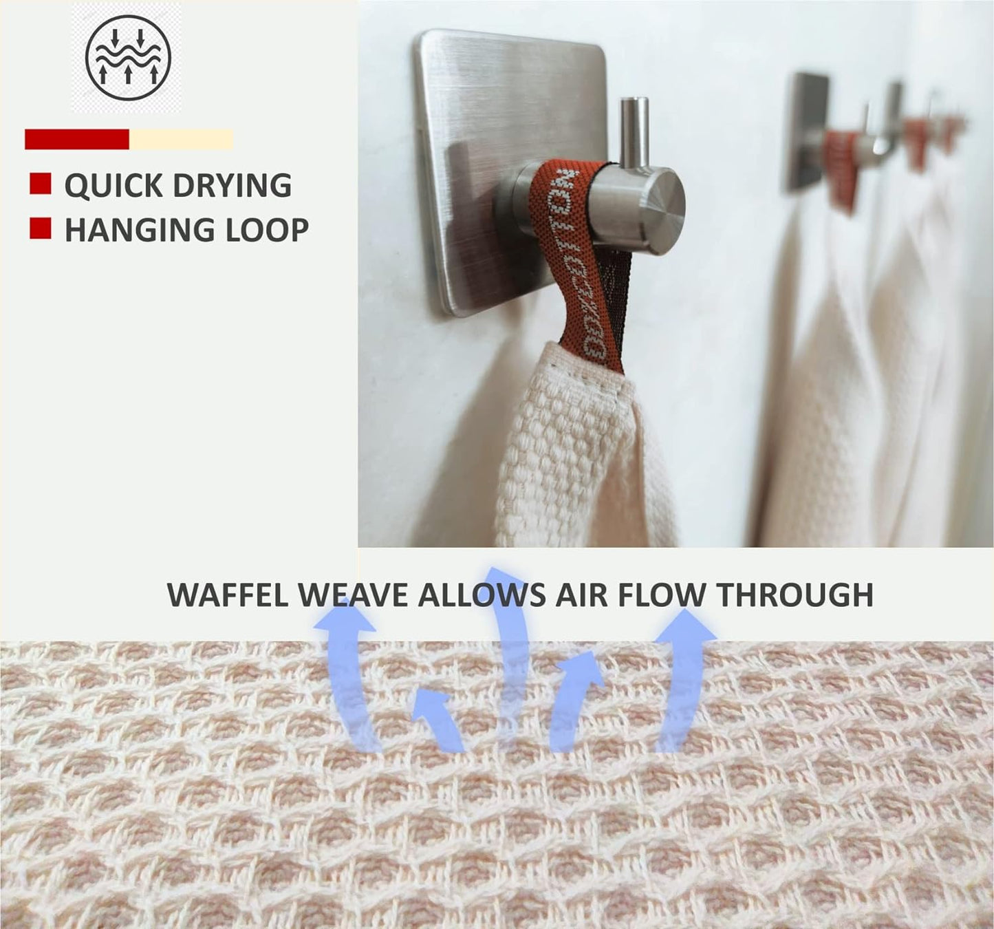 Kitchen Towels 100% Cotton Waffle Weave Dish Towel for Cleaning Drying Dishes Extra Absorbent and Soft, Dish Cloth,13 x 28 in(Beige-4 Pack)