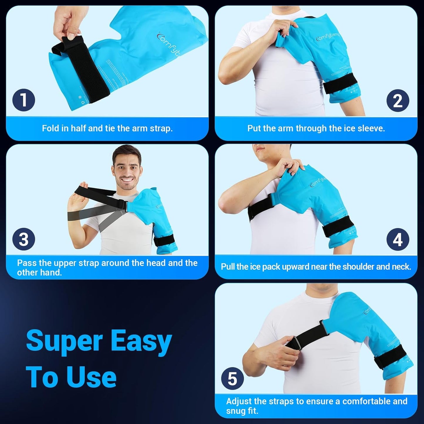 Comfytemp Shoulder Ice Pack Rotator Cuff Cold Therapy Wrap, FSA Eligible, Gel Ice Packs for Injuries Reusable, Instant Cold Compress Shoulder Brace for Pain Relief, Surgery Recovery Item Gift (Large)