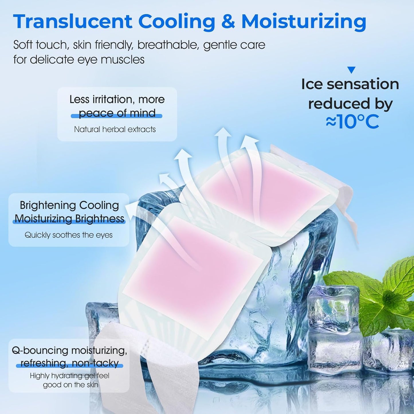 Hydrogel Self Cooling Eye Mask,Cold Eye Mask for Puffy & Burning Eyes,Cold Compress for Fast Relief with Fatigue and Headaches, Individually Wrapped Cool Care Travel Essentials,8 Packs