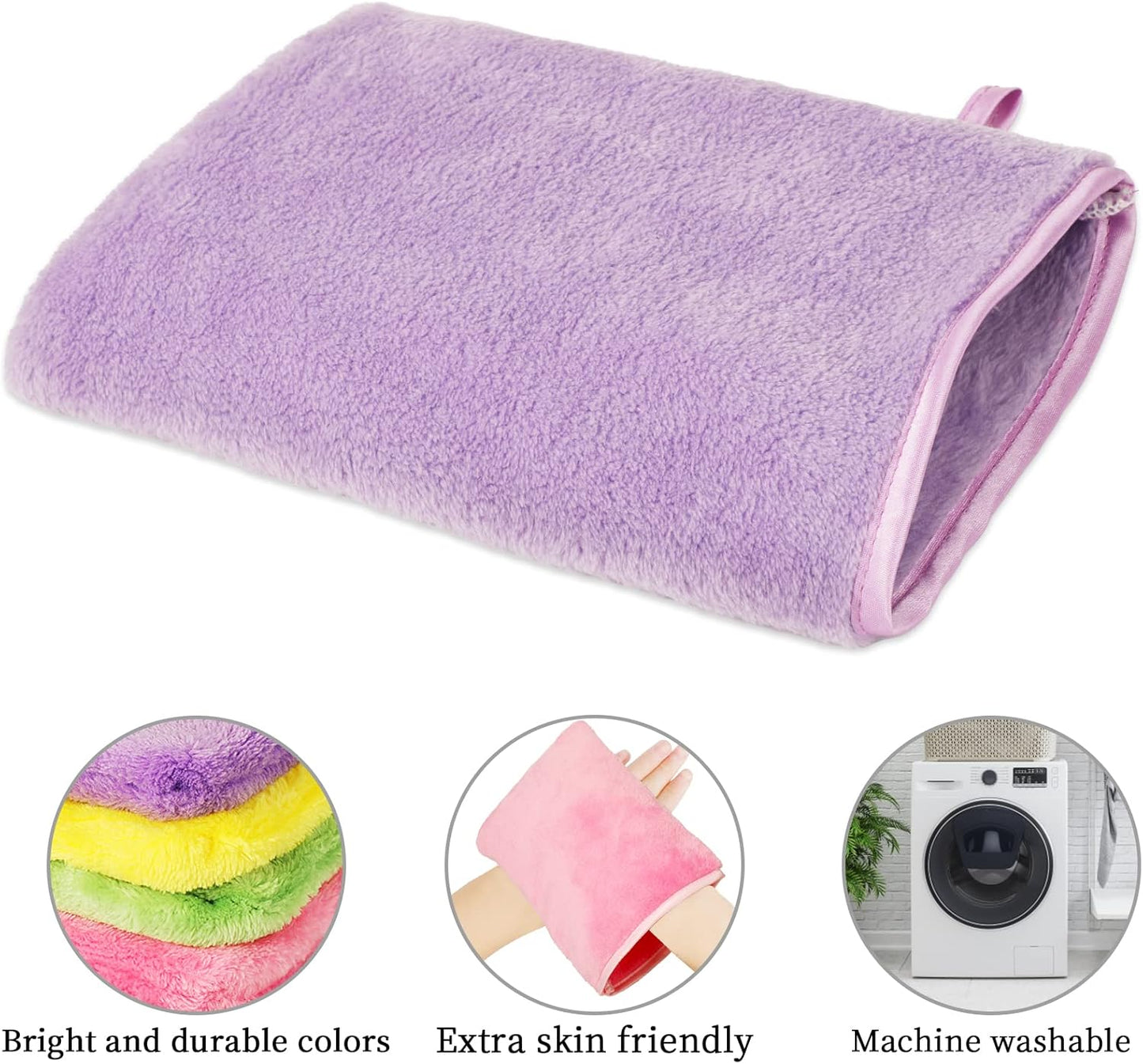 PHOGARY 10 PCS Microfiber Body Wash Mitts, Flannel Soft Face Mitten, Bath Spa Cloth, Reusable Makeup Remover Mitt Gloves, European Style Wash Cloth, 6×8inch, 10 Colors