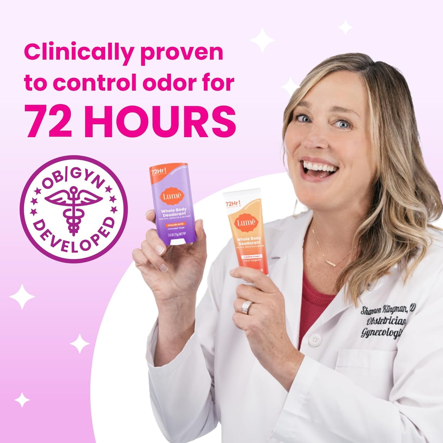 Lume Whole Body Deodorant - Smooth Solid Stick - 72 Hour Odor Control - Doctor Developed - Aluminum Free, Baking Soda Free and Skin Loving - 2.6 Ounce (Pack of 2) (Fresh Alpine)