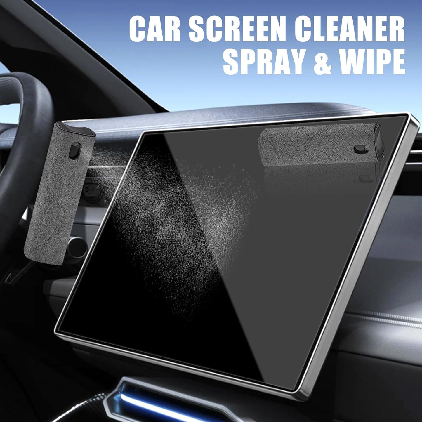 walrfid Car Screen Cleaner Spray and Wipe, Laptop Touchscreen Mist Cleaning Kit for Electronics Computer, iPad, CellPhone, MacBook, TV, Monitor, Tablet, Kindle Display, with White Graffiti Case - Grey