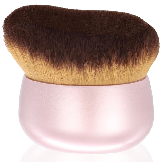 Extra Large Body Makeup Brush For Self Tanner, Leg Makeup &Bronzer Blend,75 mm Wide-headed Kabuki Brush Provides More Even &Pretty Application, Oval Face&Back Makeup Brush, Wet&Dry Use- Pink Rose Gold