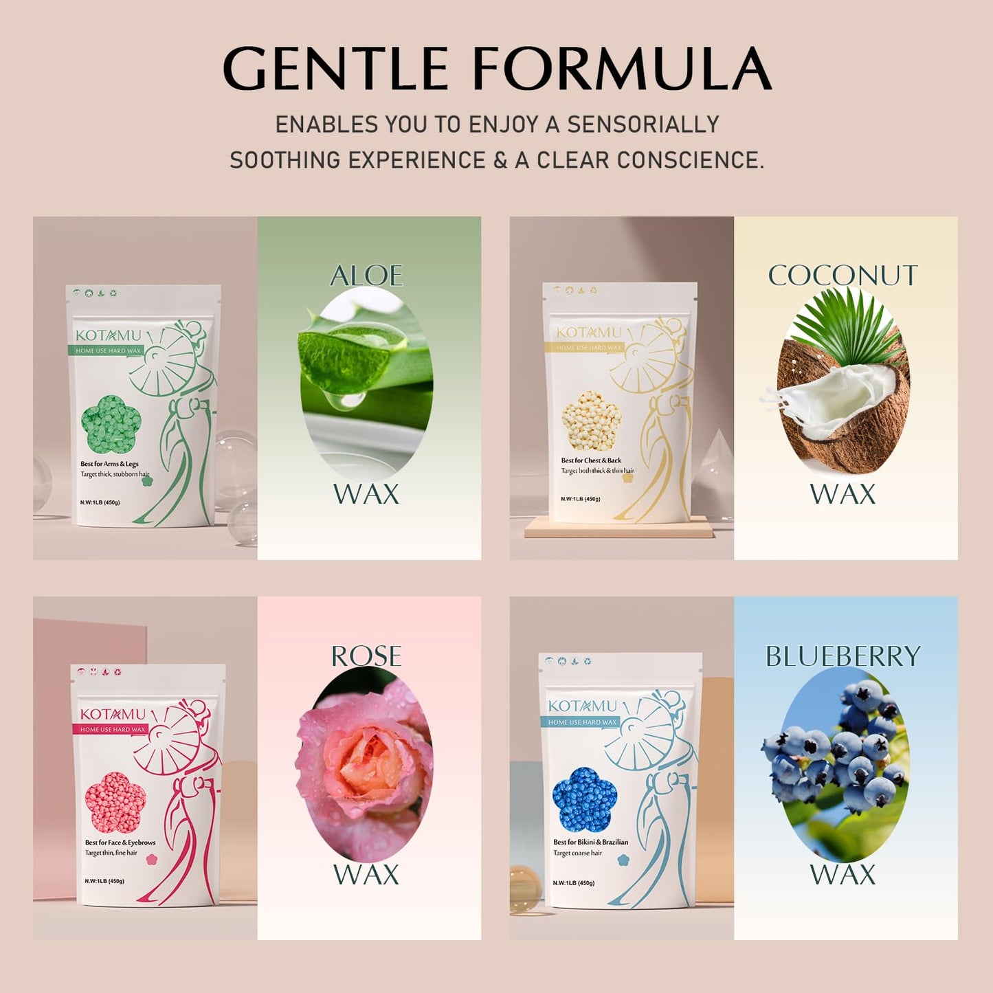 KOTAMU Waxing Kit for Women & Men, Wax Warmer for Hair Removal, Digital Wax Kit with Silicone Pot,Ideal for Face Eyebrow Arm Legs Armpit &Sensitive Skin, Lucum Waxing Machine for Home Salon Use