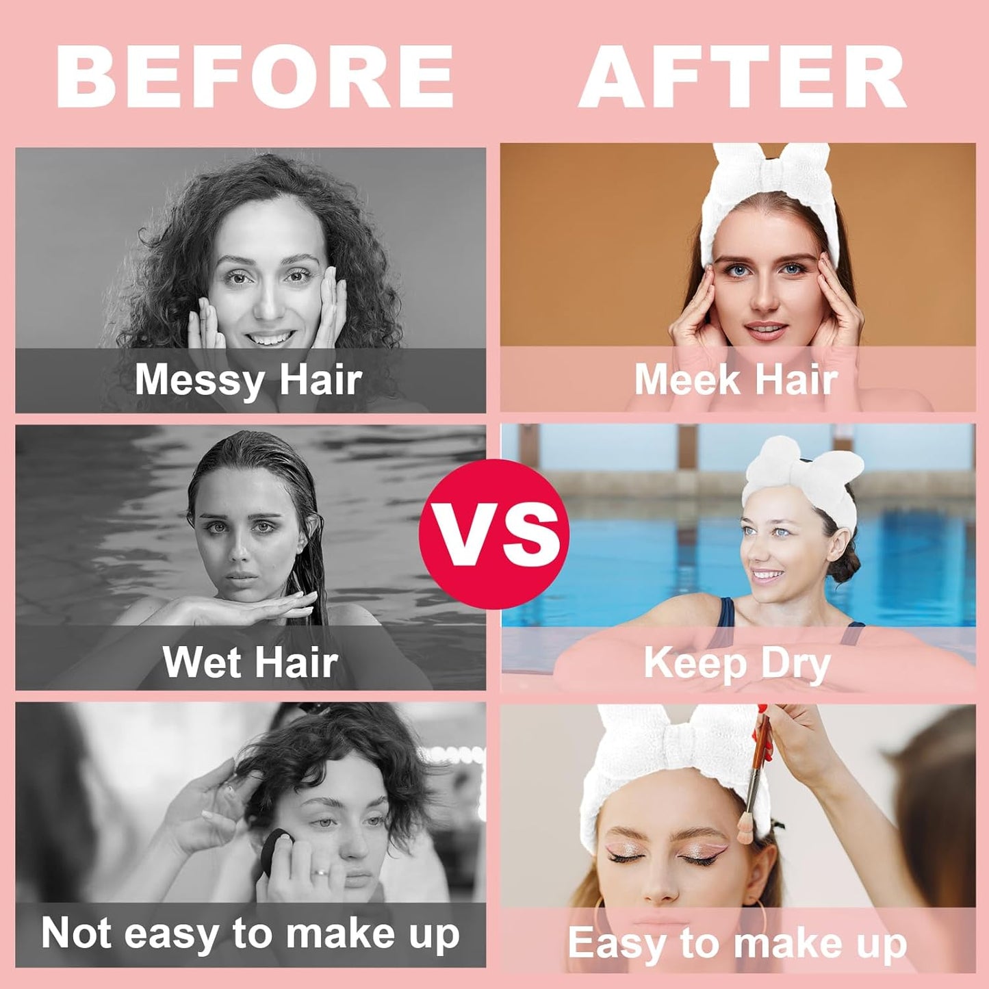 CAVETEE Spa Headband for Washing Face, 4 Pack Fuzzy Skincare Cute Butterfly Hair Band for Shower Yoga Beauty Soft Makeup Skin Care Hair Accessories for Women