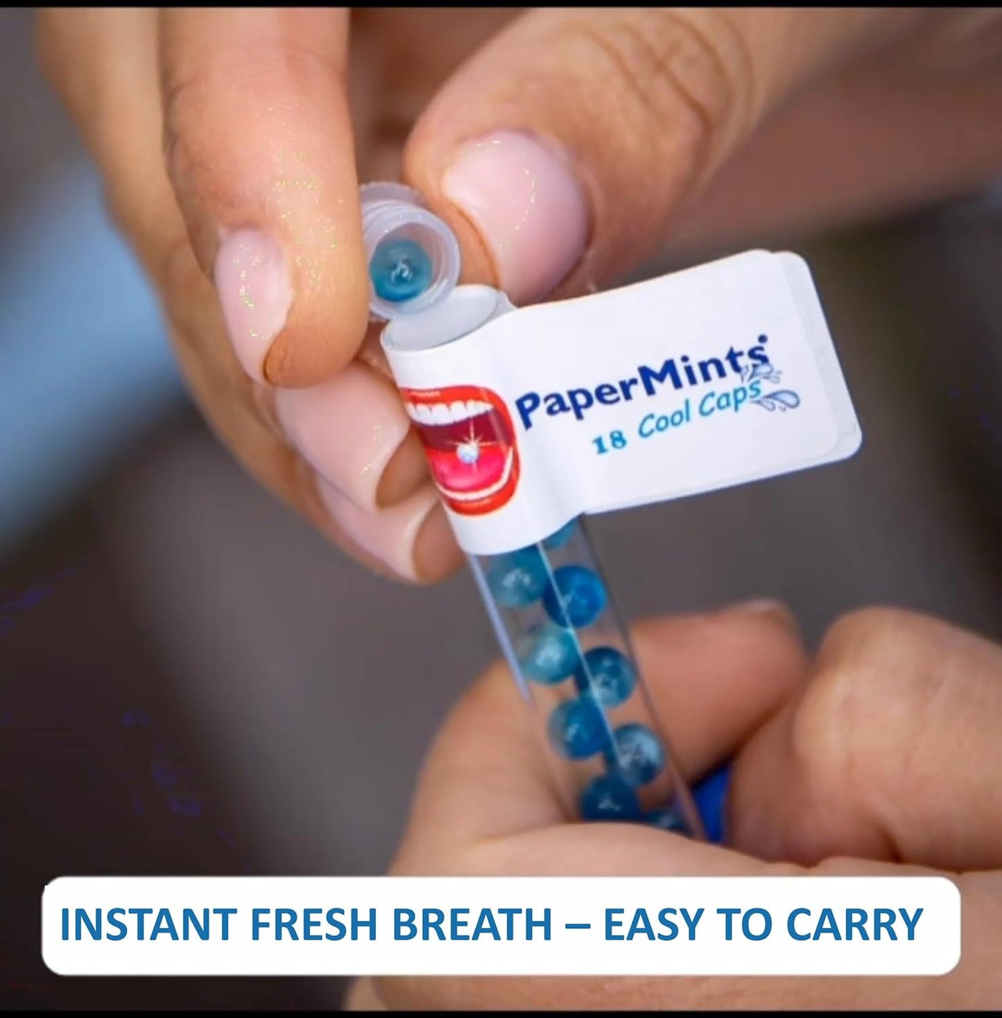 PaperMints CoolCaps Instant Fresh Breath Mints Sugar-Free Breath Freshener, Chronic bad breath treatment for adults, Dry Mouth product. Variety pack - 10 Tubes of 18 capsules