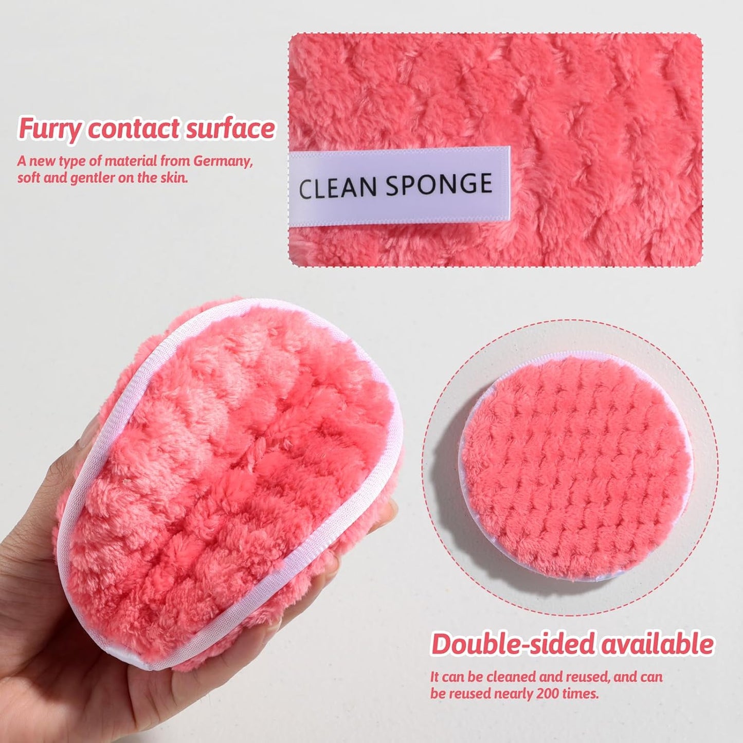 JPNK Face Sponges Cleansing Exfoliating Facial Sponges for Facial Mask Tools Removing and Makeup Remover Pads Set (Pink)