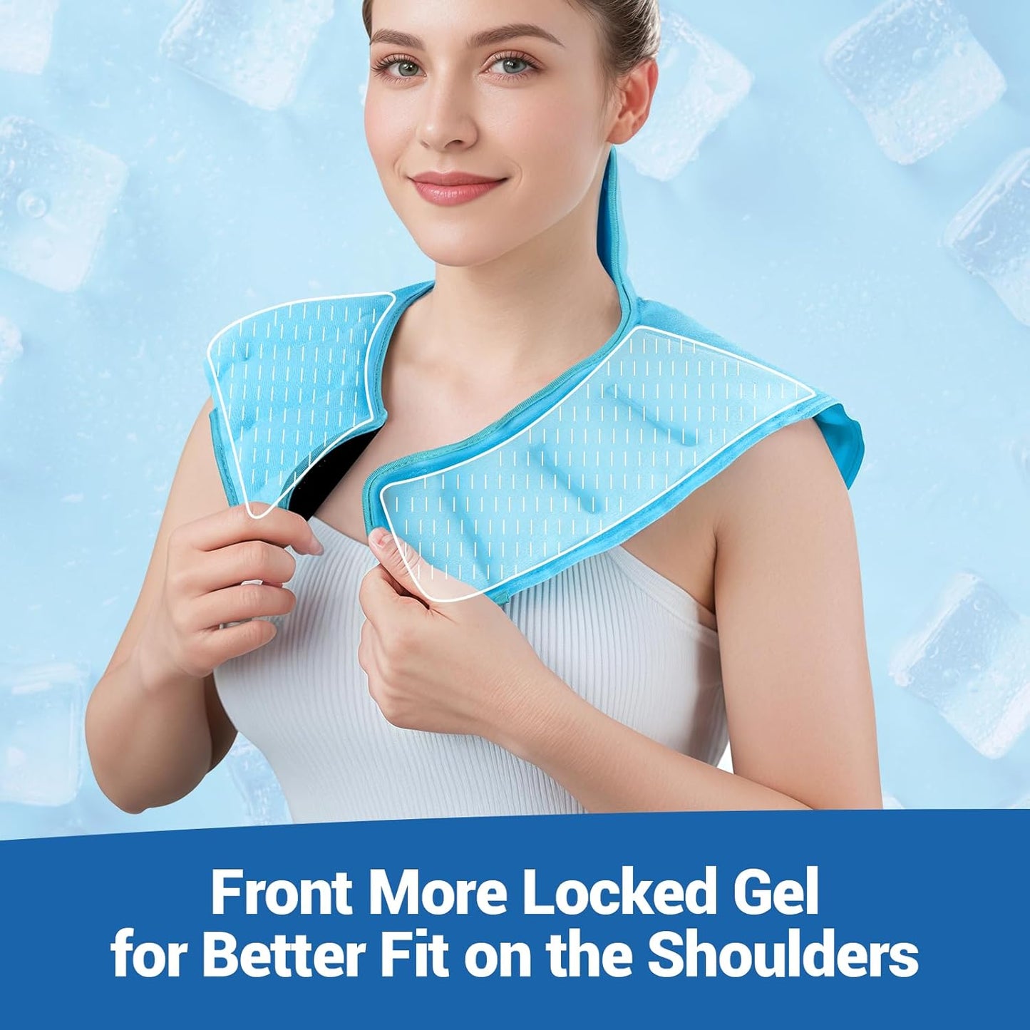 Comfytemp Ice Pack for Neck Shoulders Pain Relief with Straps, Reusable Gel Shoulder Ice Pack Wrap, Cold Compression Physical Therapy Recovery for Upper Back, Cervical Injuries (S)