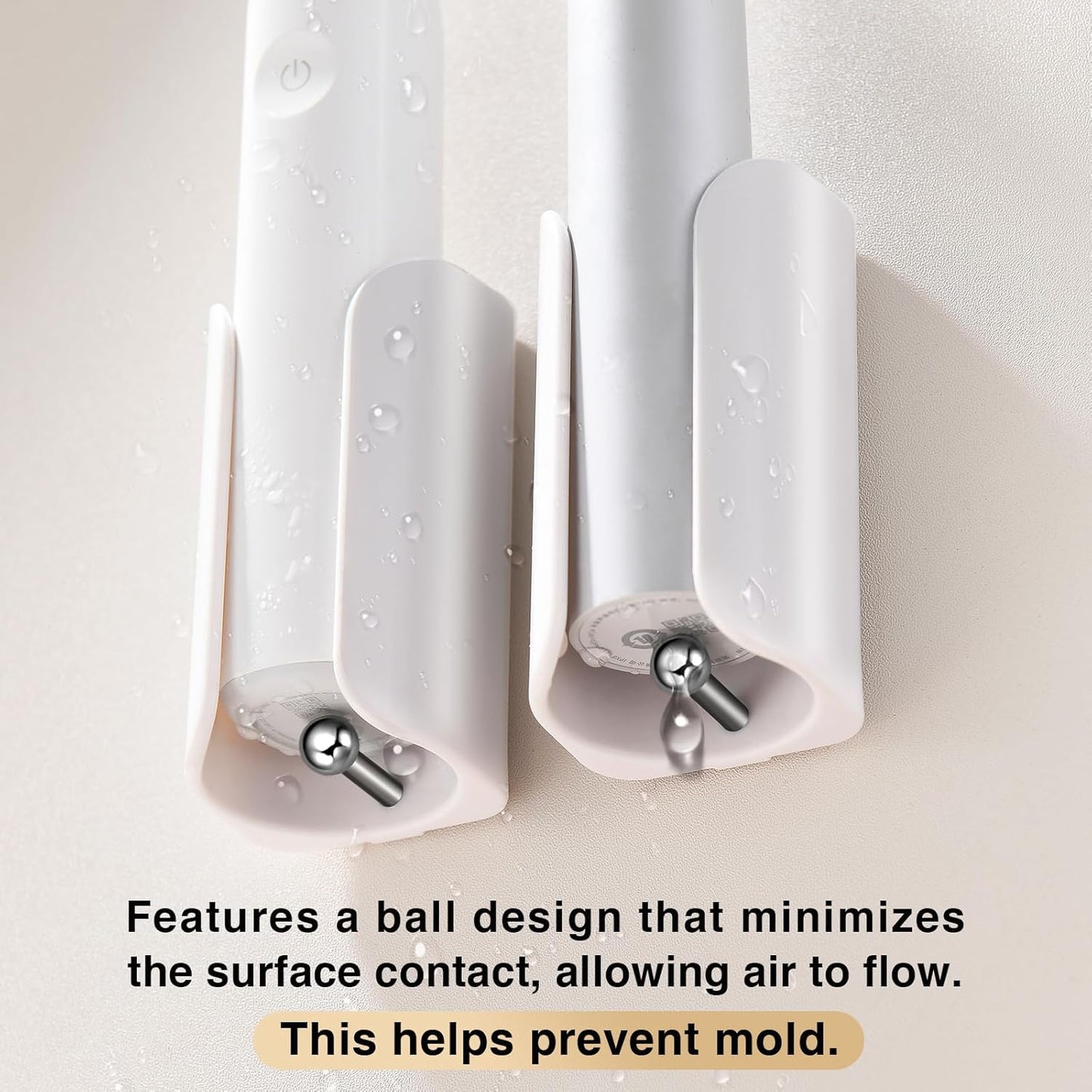 Wall-Mounted Electric Toothbrush Holders, Adhesive Electric Toothbrush Holder Stand, Bathroom Organizer Rotating Electric Toothbrushes Holder, ABS&Stainless Steel, White, 4 Pack