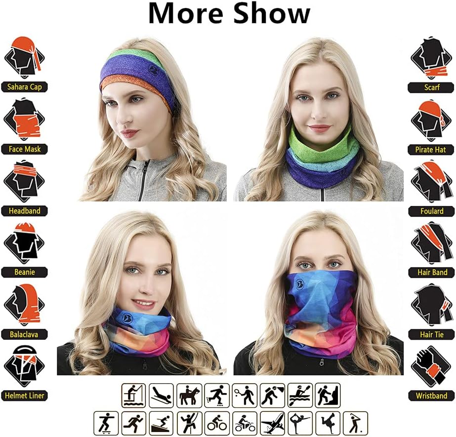 Headband Neck Gaiter Head Wrap Headwear Face Mask Magic Scarf Bandana for Men and Women